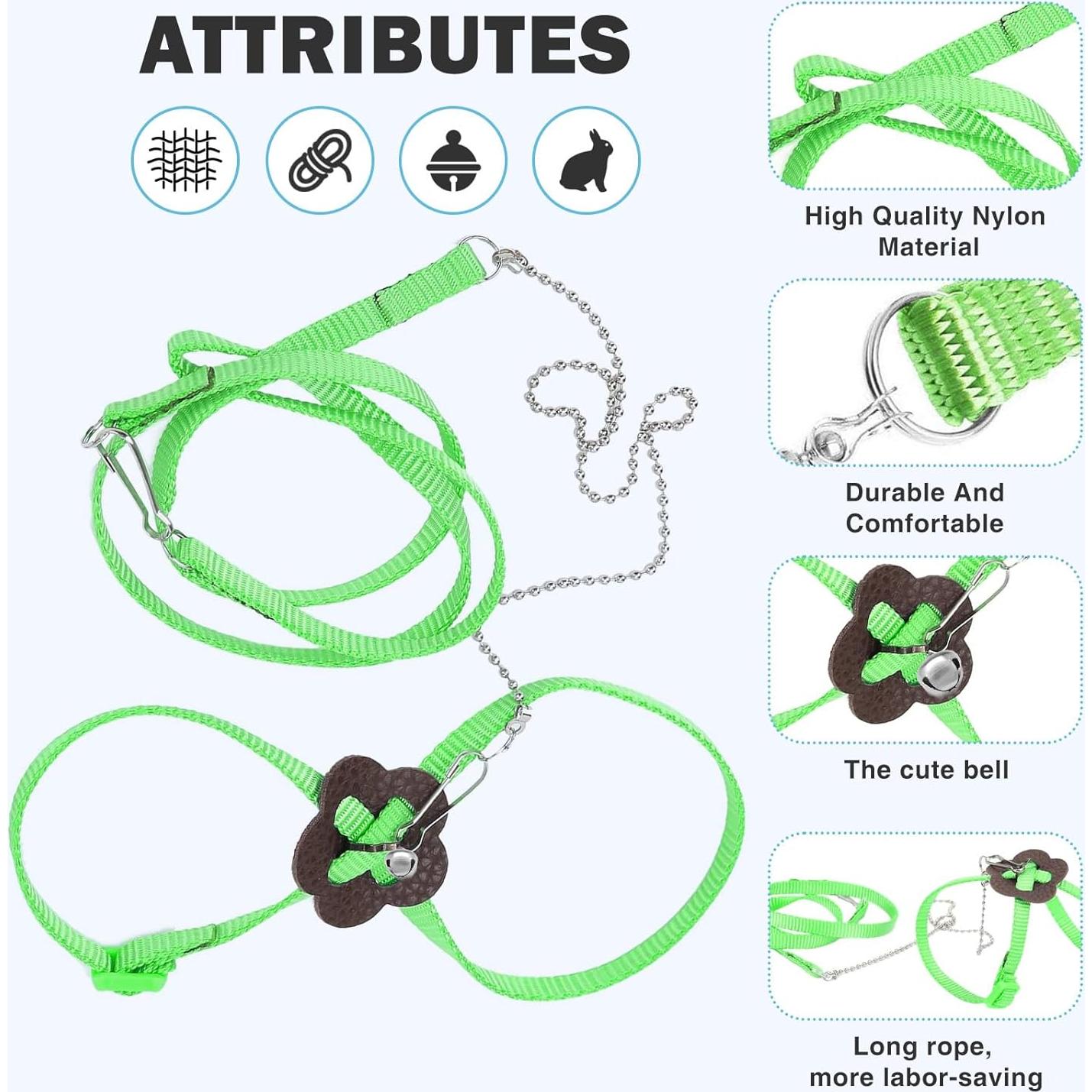 Arnés Ajustable para Hámster y Conejo HOKABLE Verde 120 cm