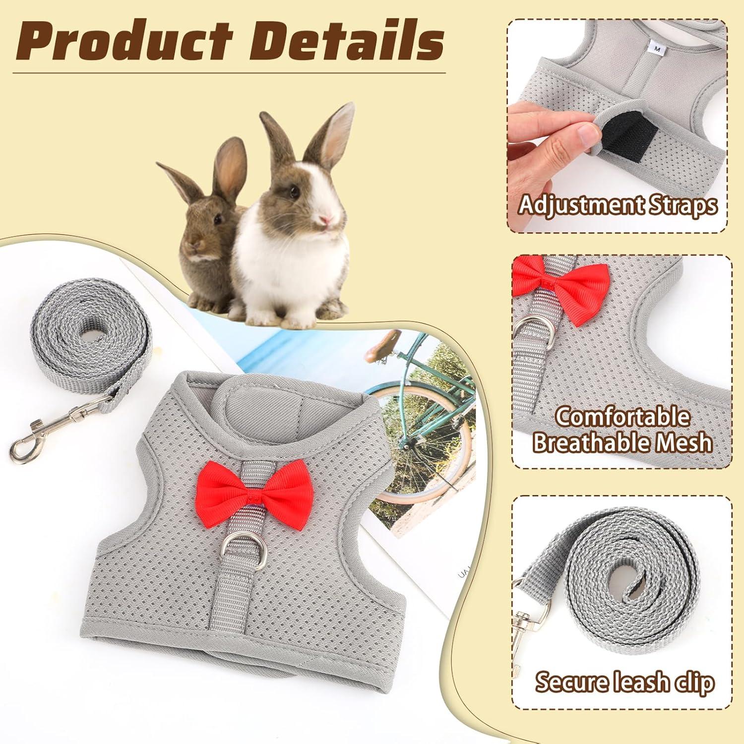 Conjunto Arnés y Correa para Conejo XLIUAX Gris M
