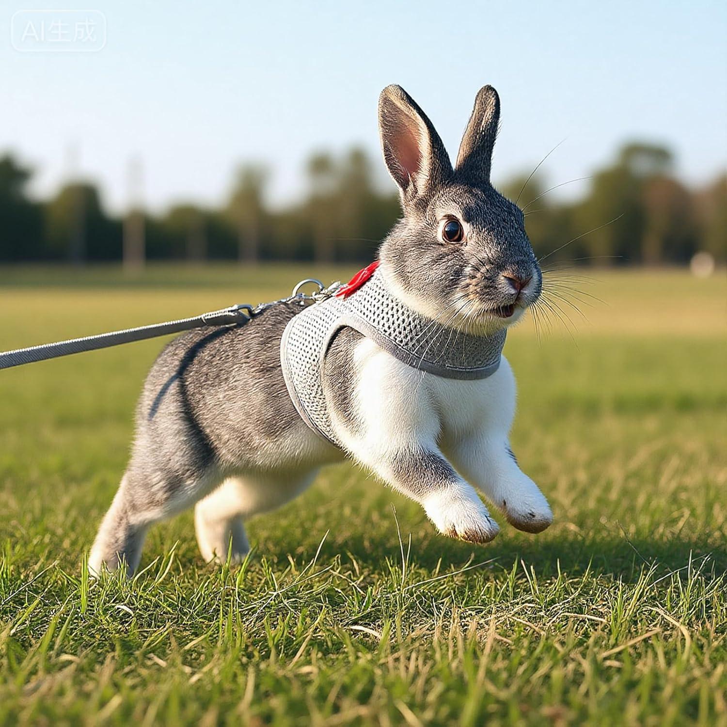 Conjunto Arnés y Correa para Conejo XLIUAX Gris M