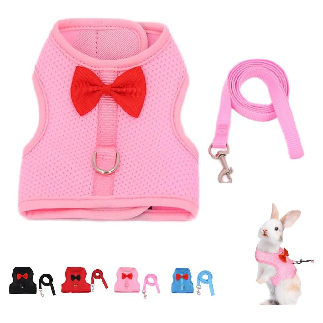 Conjunto Arnés y Correa para Conejo Cyhaen Rosa M Transpirable