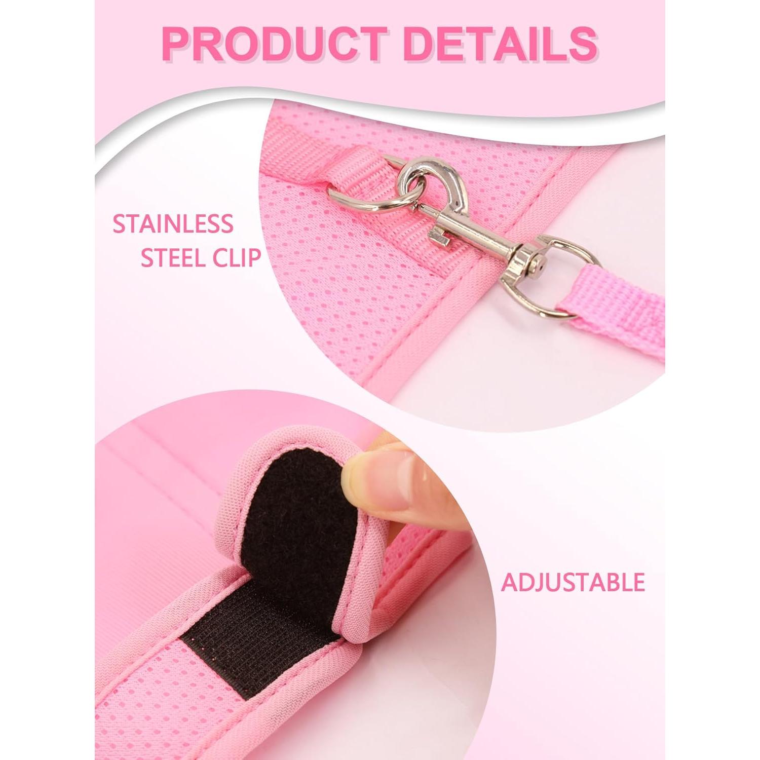 Conjunto Arnés y Correa para Conejo Cyhaen Rosa M Transpirable