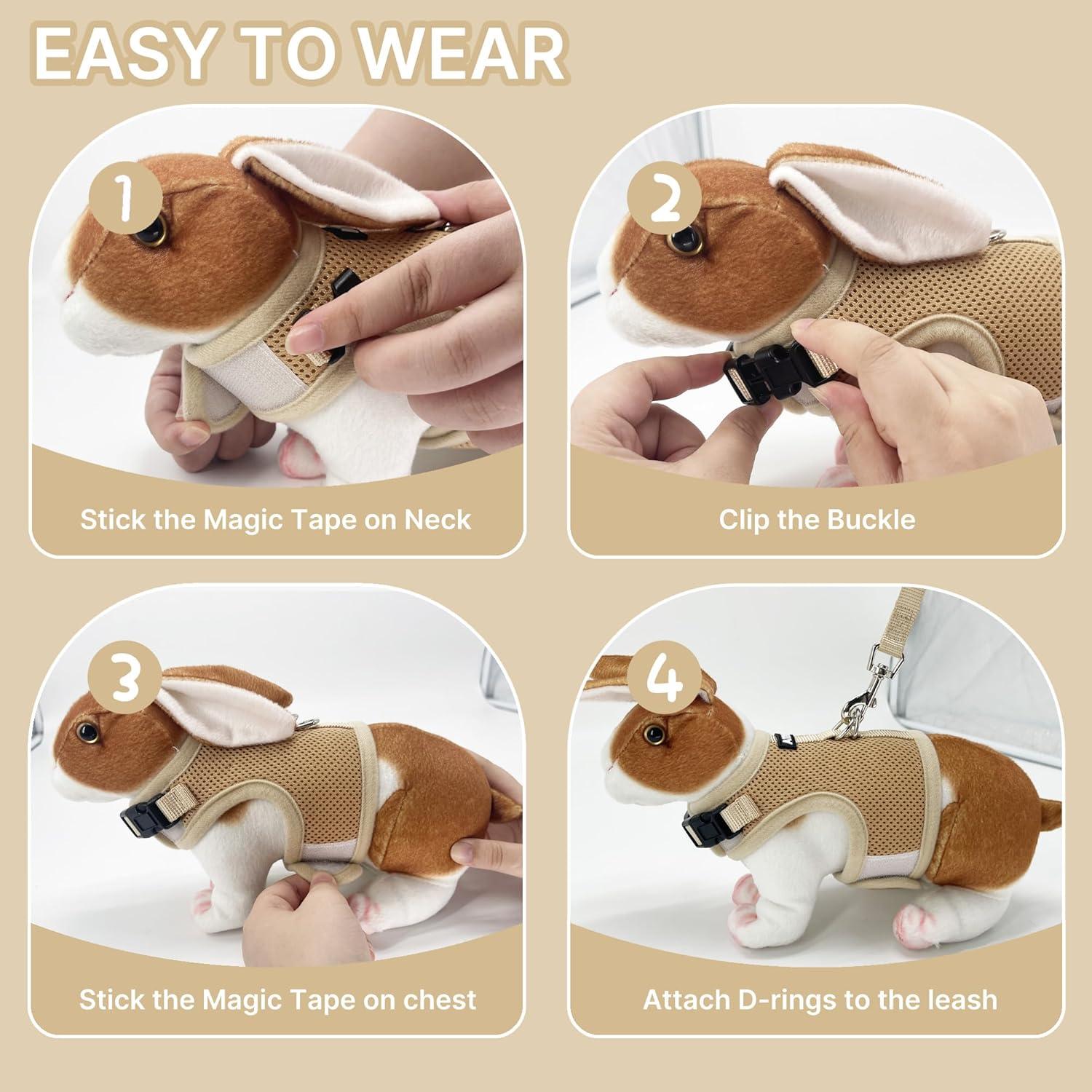 Conjunto Arnés y Correa AIITLE Caqui para Conejos y Mascotas