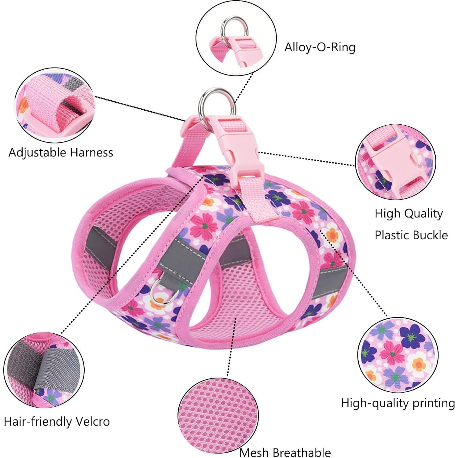 Arnés y Correa para Perros QAORD XXS Rosa Sin Tirones