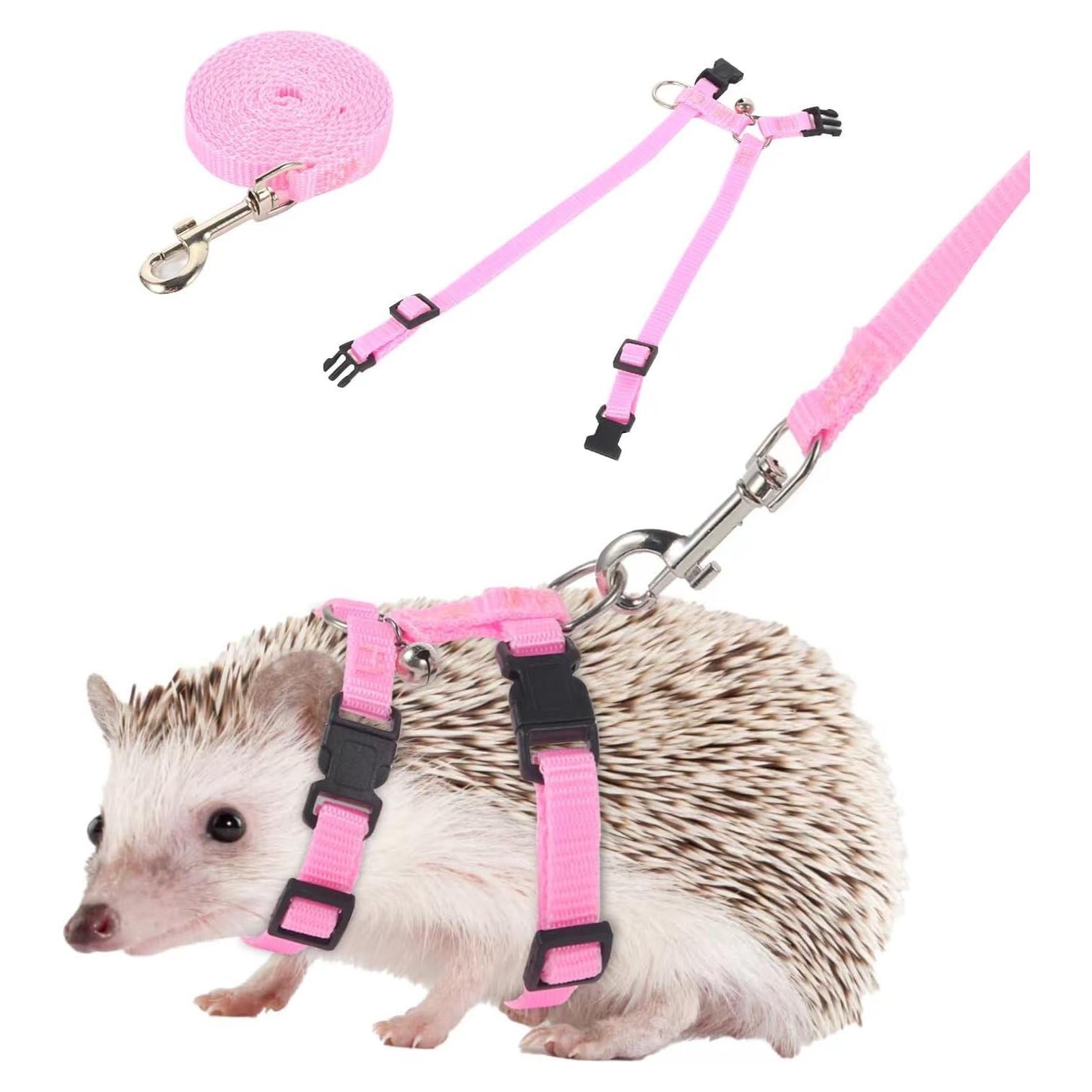 Arnés Ajustable para Erizo Soezy con Cuerda de Tracción 110cm Rosa