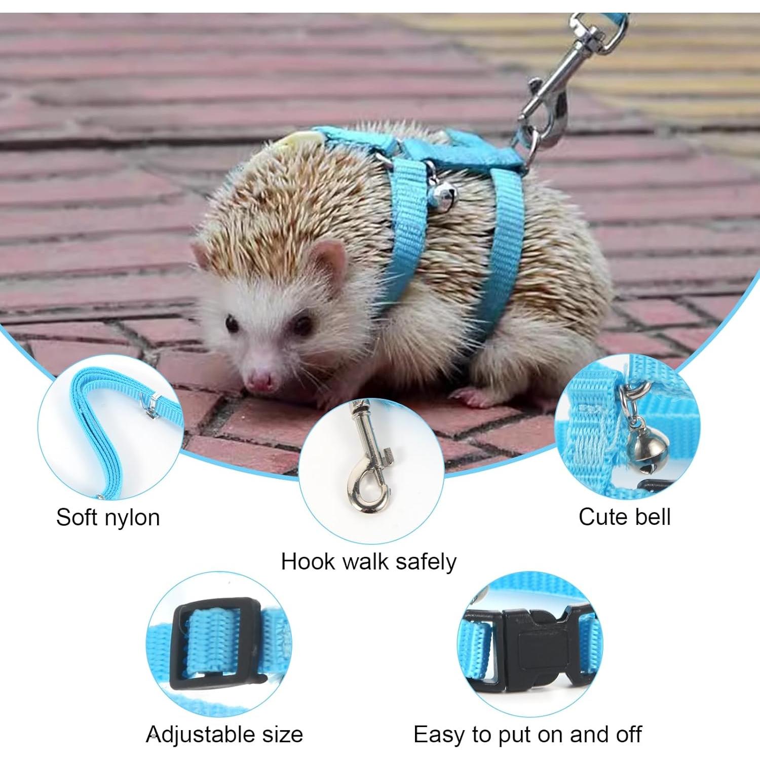 Arnés Ajustable para Erizo Soezy con Cuerda de Tracción 110cm Rosa