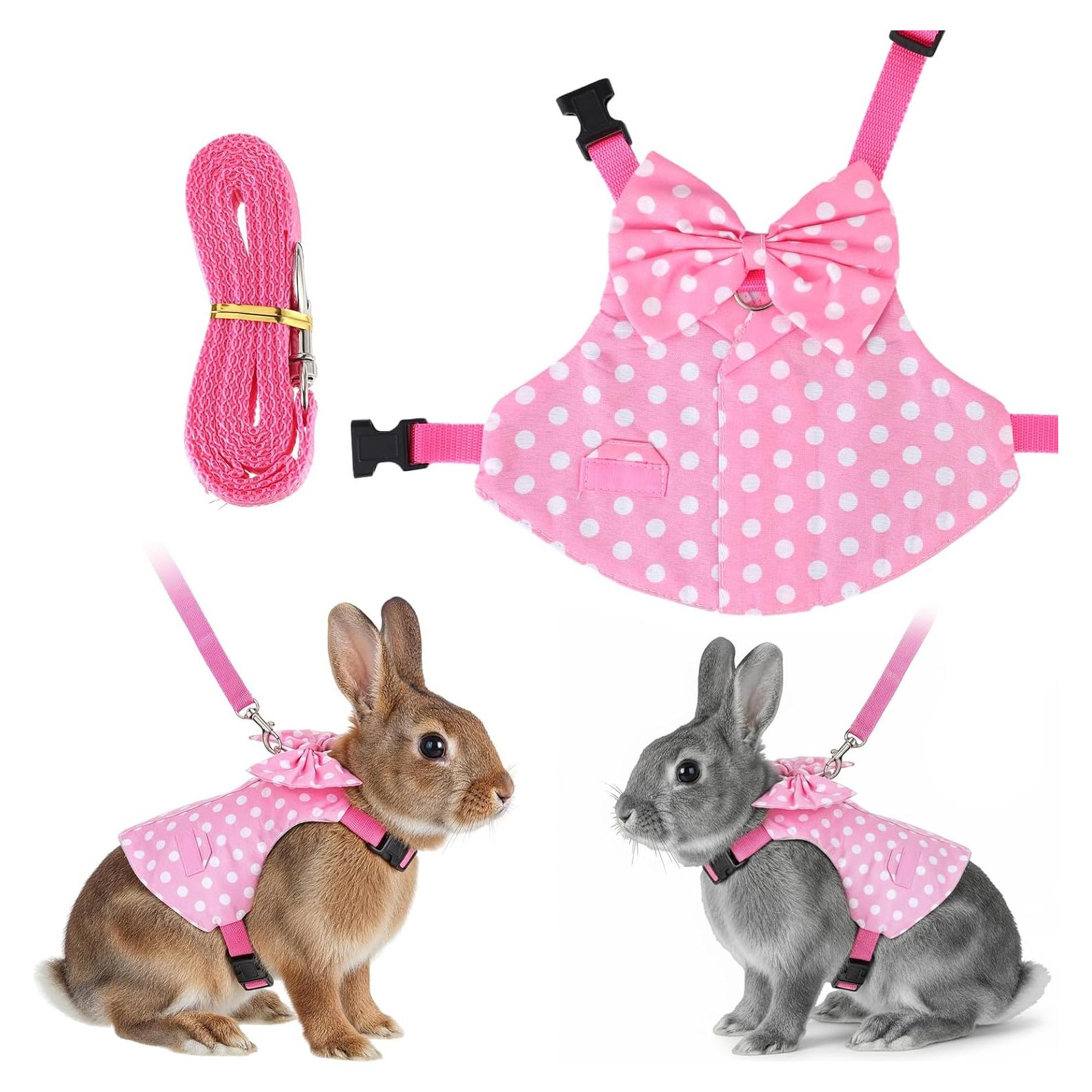 Conjunto Arnés y Correa para Conejo BOHUIZ Rosa Tamaño S