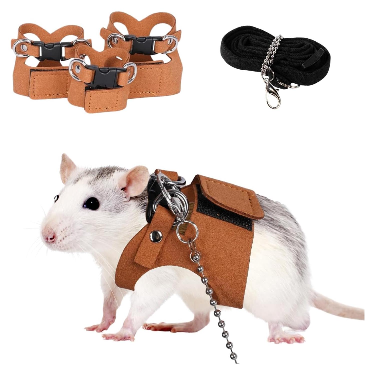 Paquete de 3 Arnés Ajustable para Ratas SEZDEKI - Cuero Suave