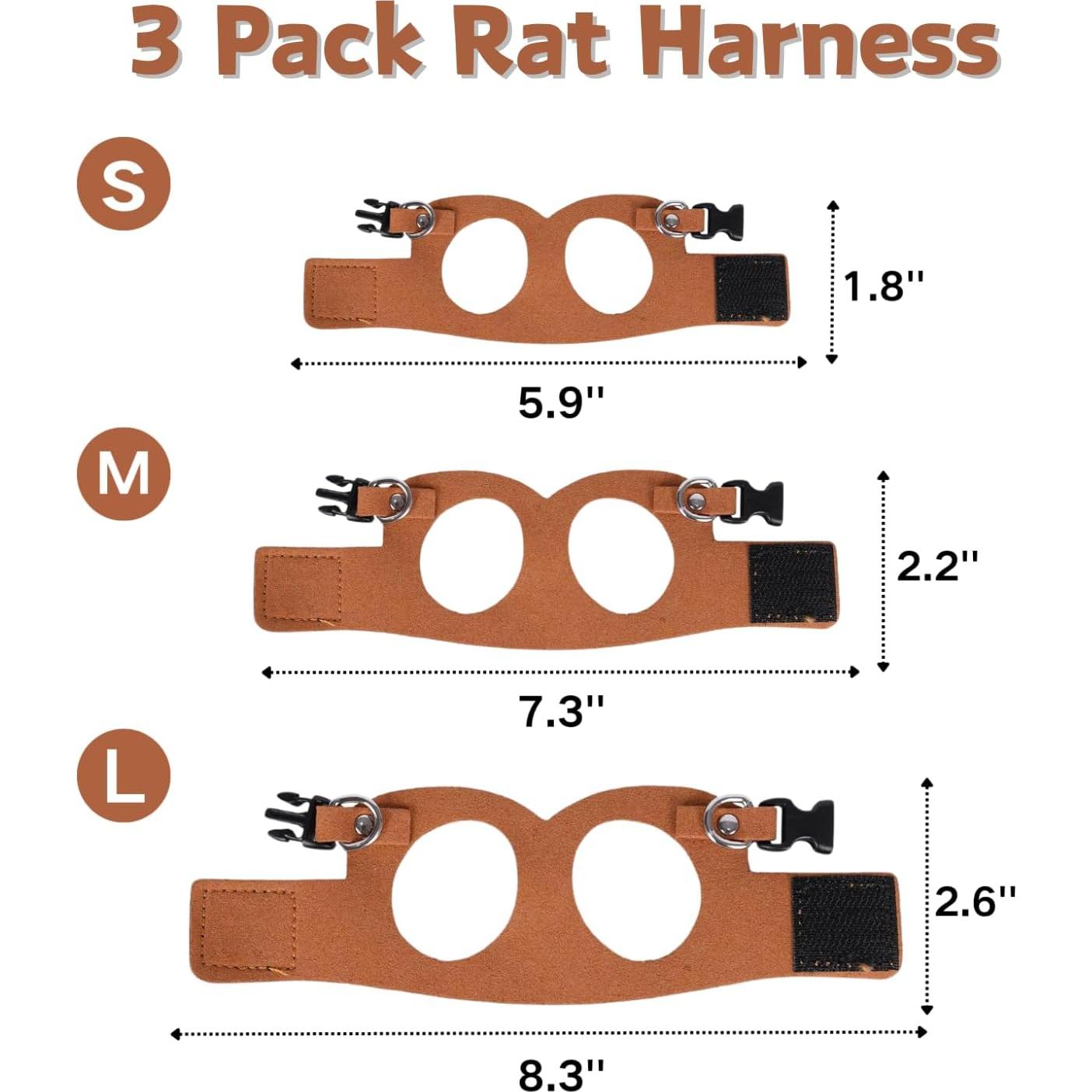 Paquete de 3 Arnés Ajustable para Ratas SEZDEKI - Cuero Suave
