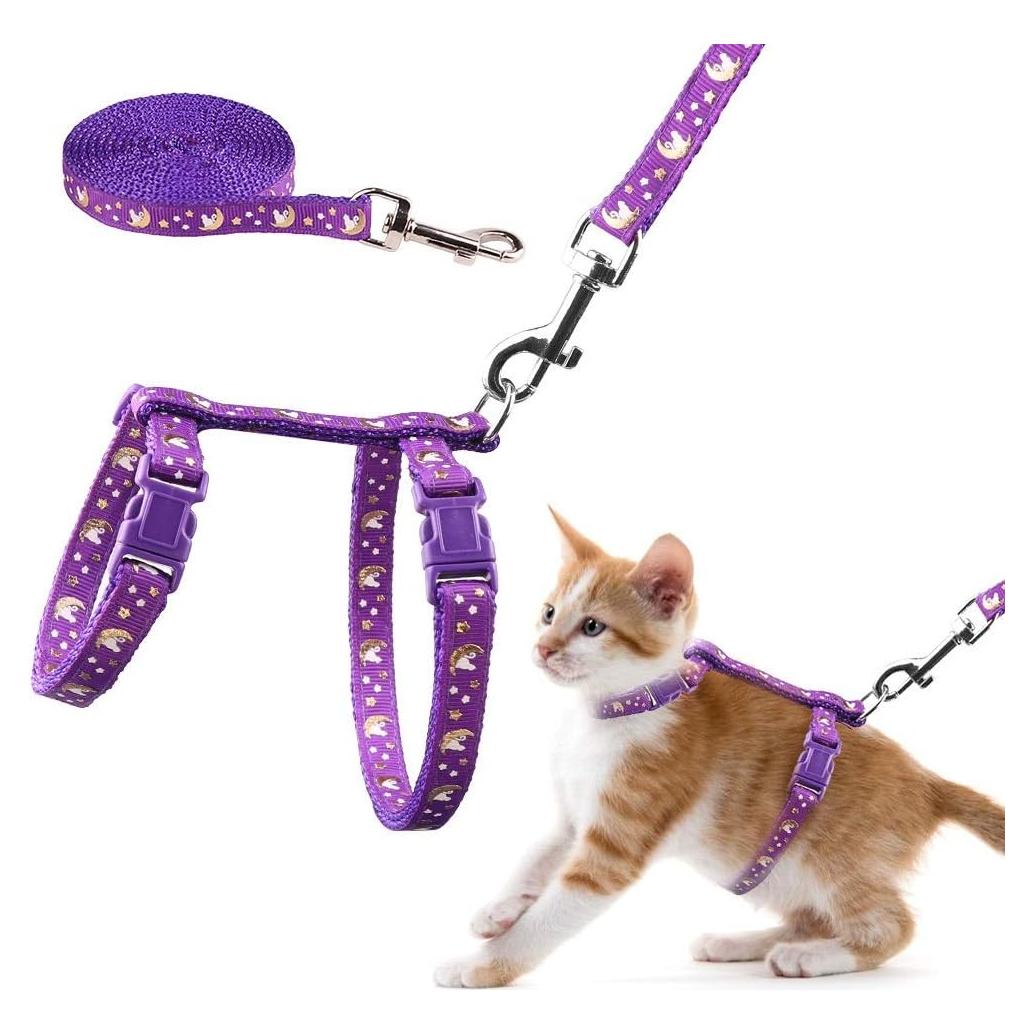 Conjunto Arnés y Correa para Gatos Baeuppit Púrpura Ajustable