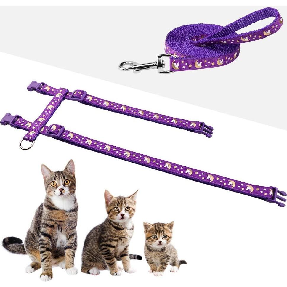 Conjunto Arnés y Correa para Gatos Baeuppit Púrpura Ajustable