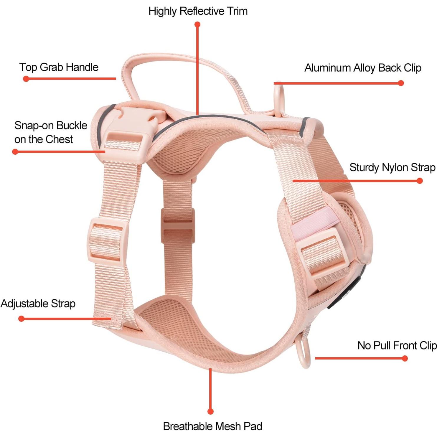 Arnés Chaleco para Perros Pequeños Petmolico Rosa Reflectante