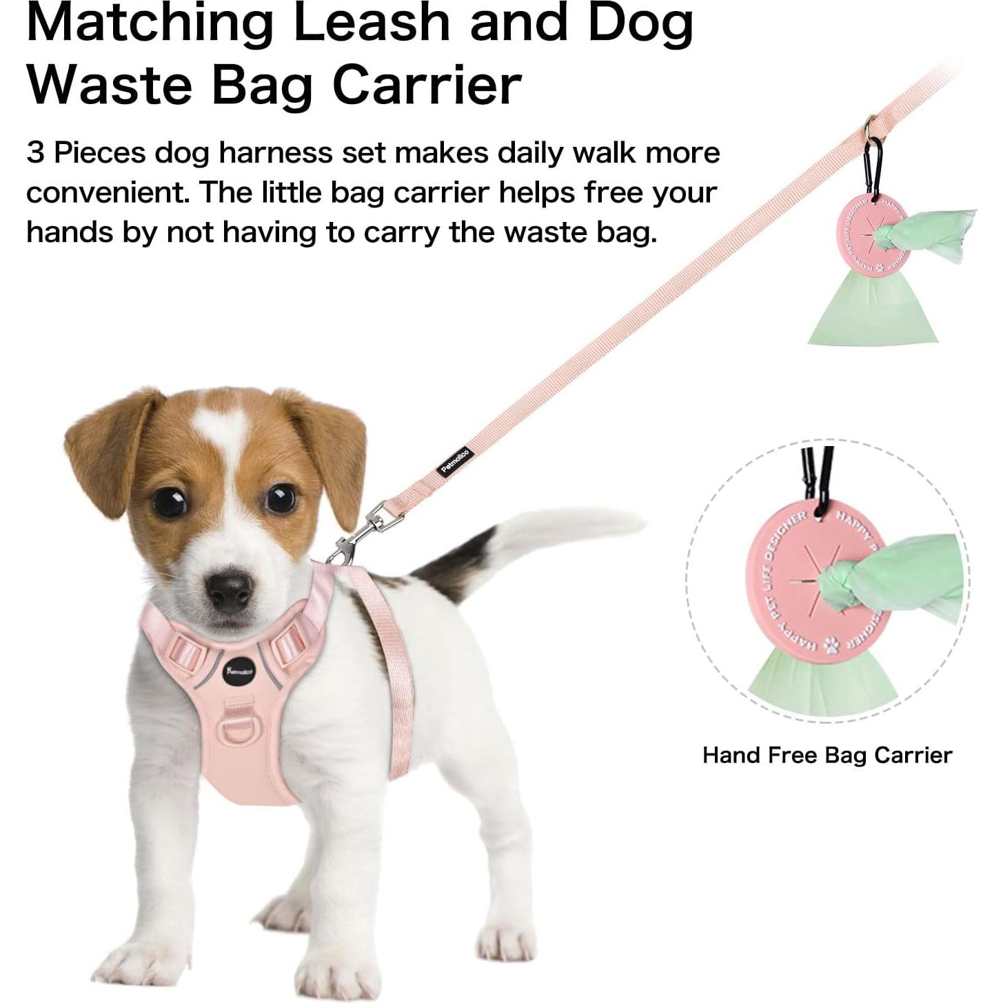 Arnés Chaleco para Perros Pequeños Petmolico Rosa Reflectante