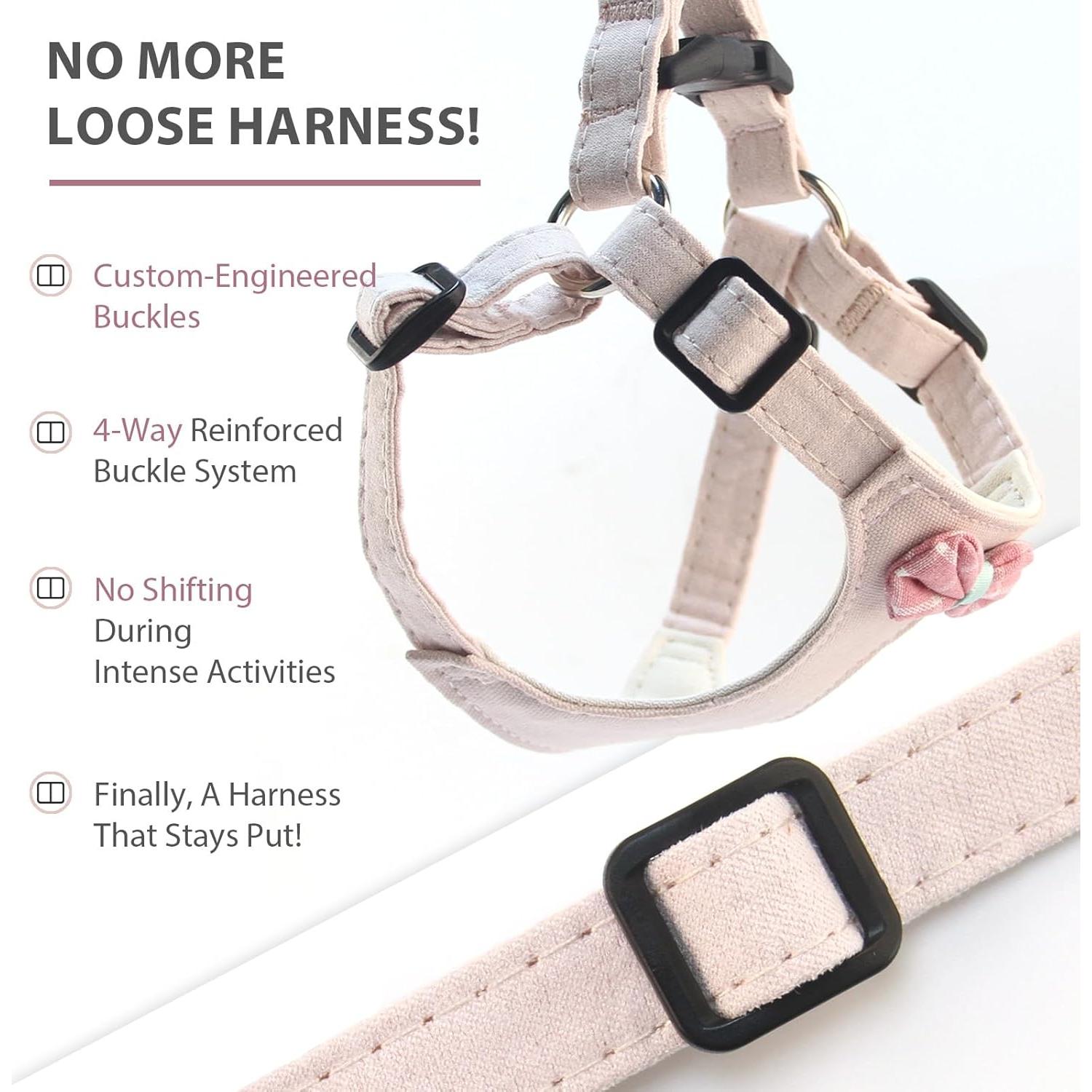 Arnés para Perro Pequeño Rosa Sakura XS con Correa y Pajarita