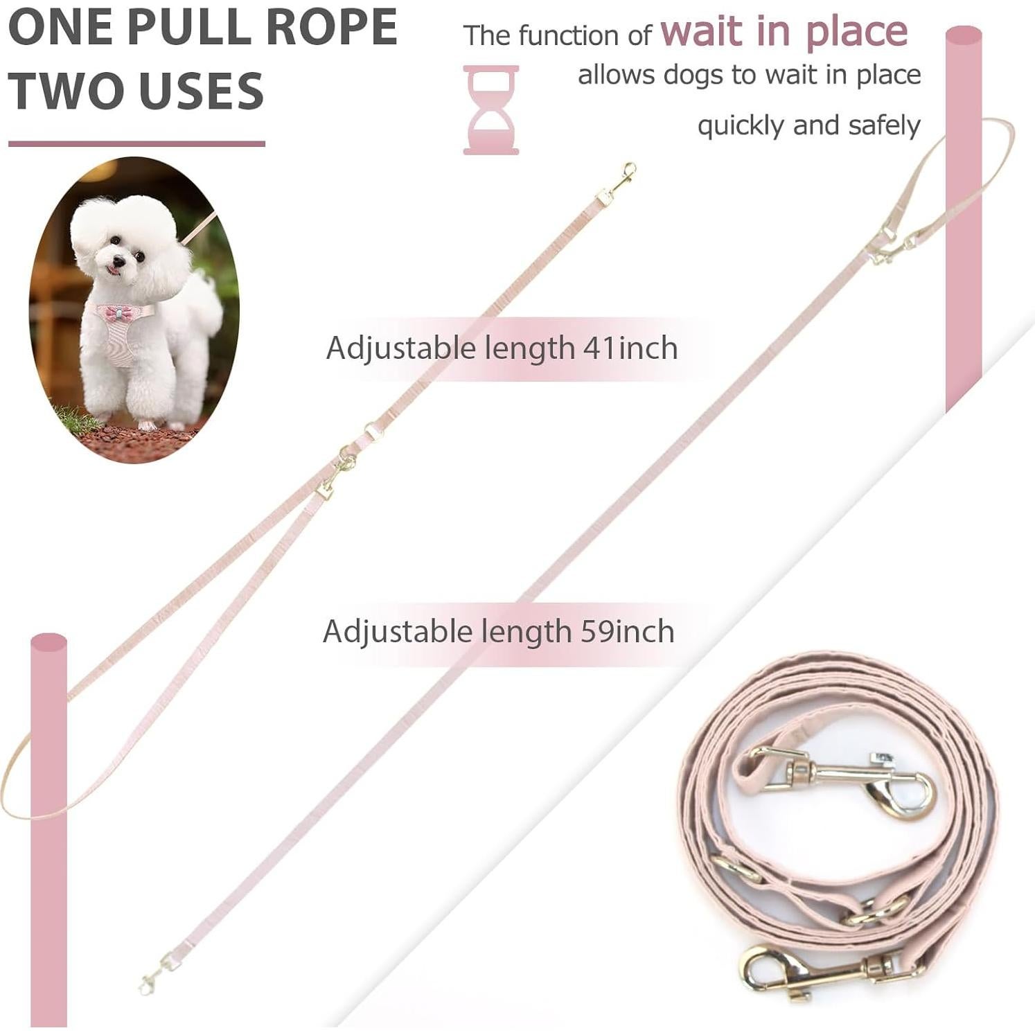 Arnés para Perro Pequeño Rosa Sakura XS con Correa y Pajarita