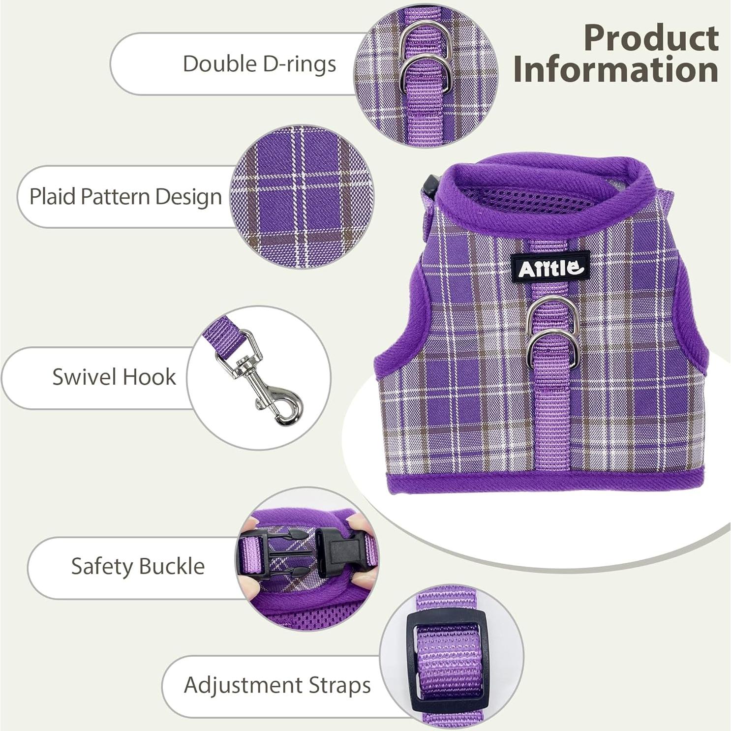 Arnés y Correa para Conejo AIITLE S Púrpura Acolchado Malla