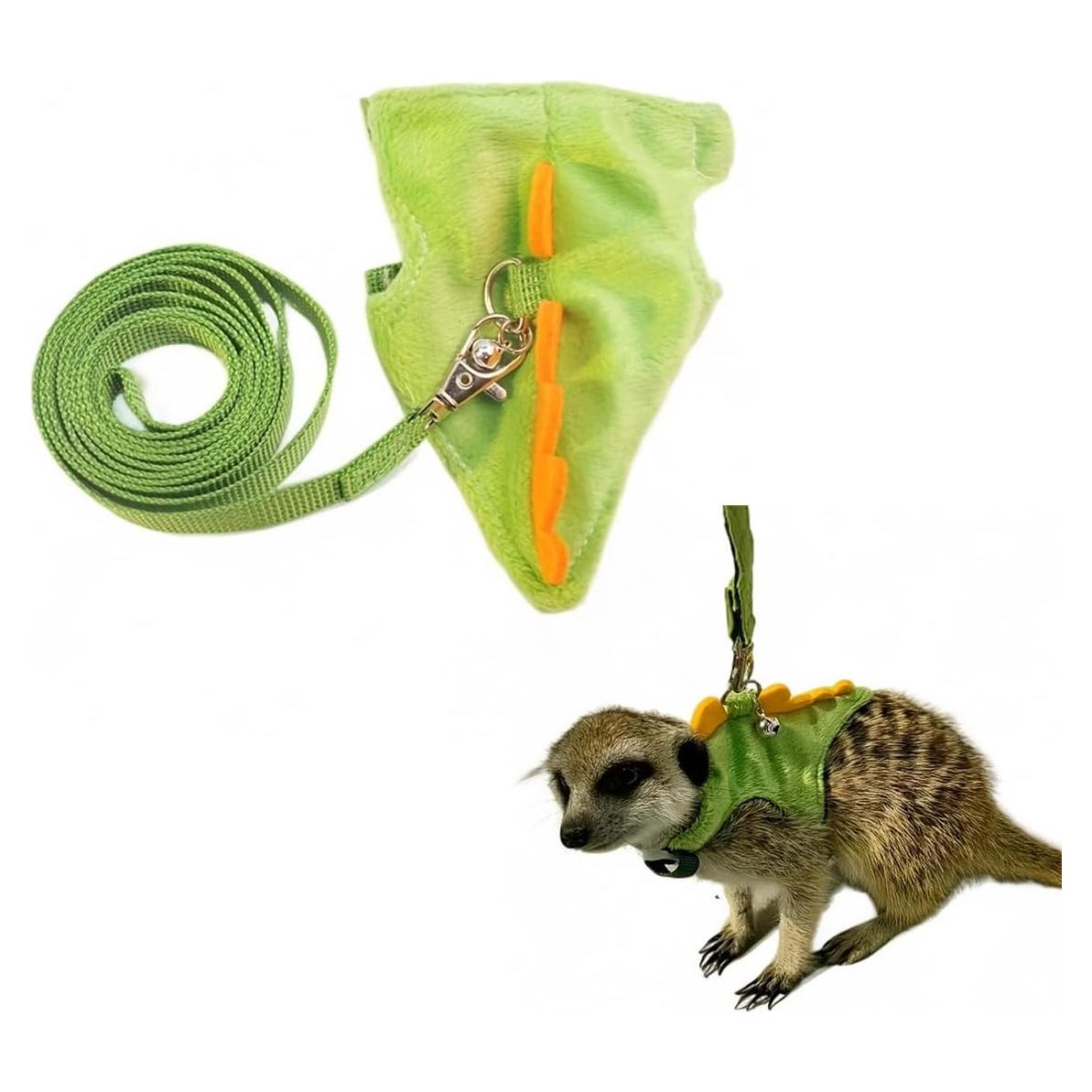 Conjunto Arnés y Correa para Hurones JNCWYP Verde Dinosaurio