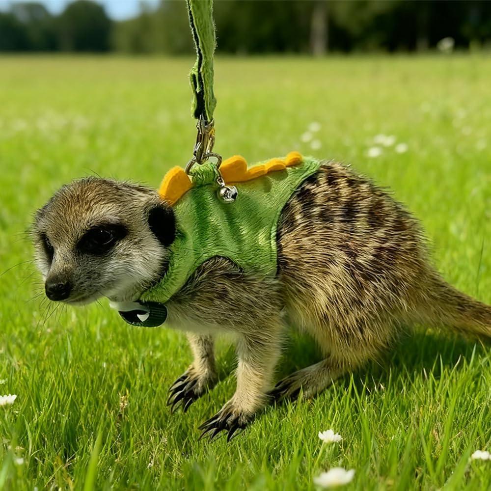 Conjunto Arnés y Correa para Hurones JNCWYP Verde Dinosaurio