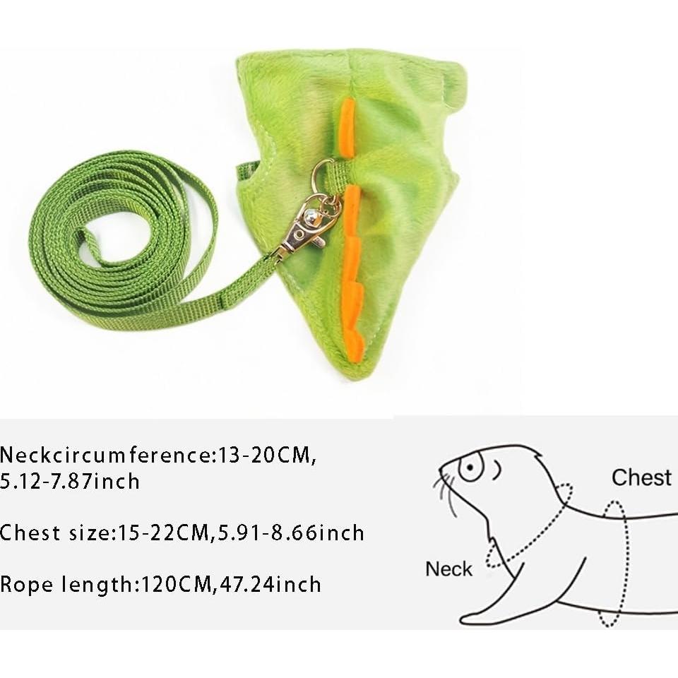 Conjunto Arnés y Correa para Hurones JNCWYP Verde Dinosaurio
