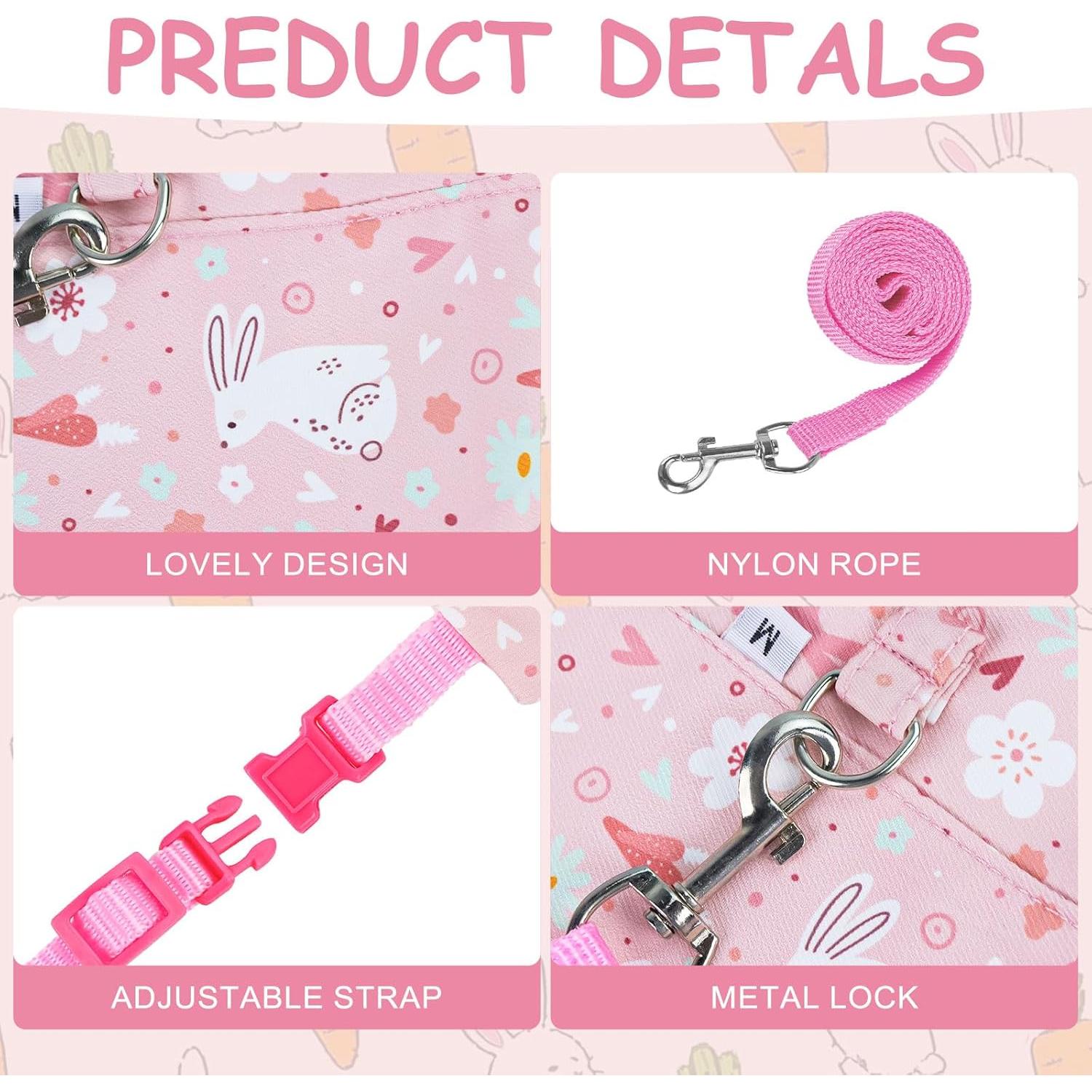 Conjunto Arnés y Correa para Conejos HDFCLUP 3 Piezas Rosa/Azul
