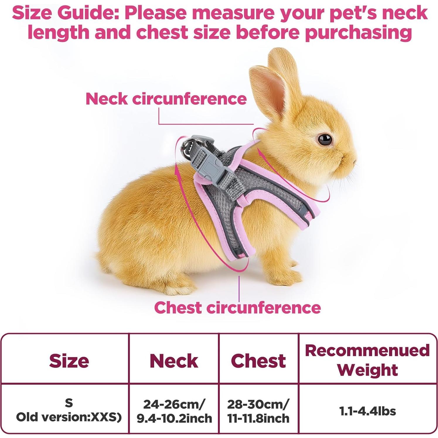 Arnés y Correa Ajustable Exclaith para Conejos y Gatos Rosa