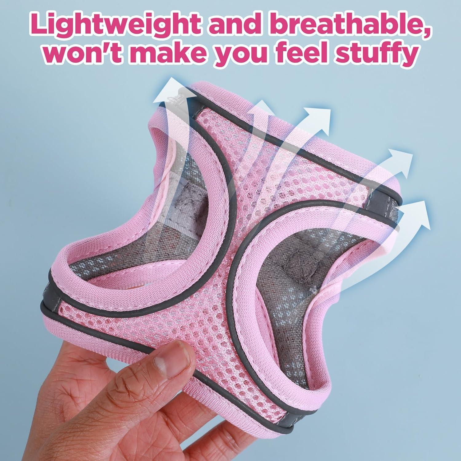 Arnés y Correa Ajustable Exclaith para Conejos y Gatos Rosa