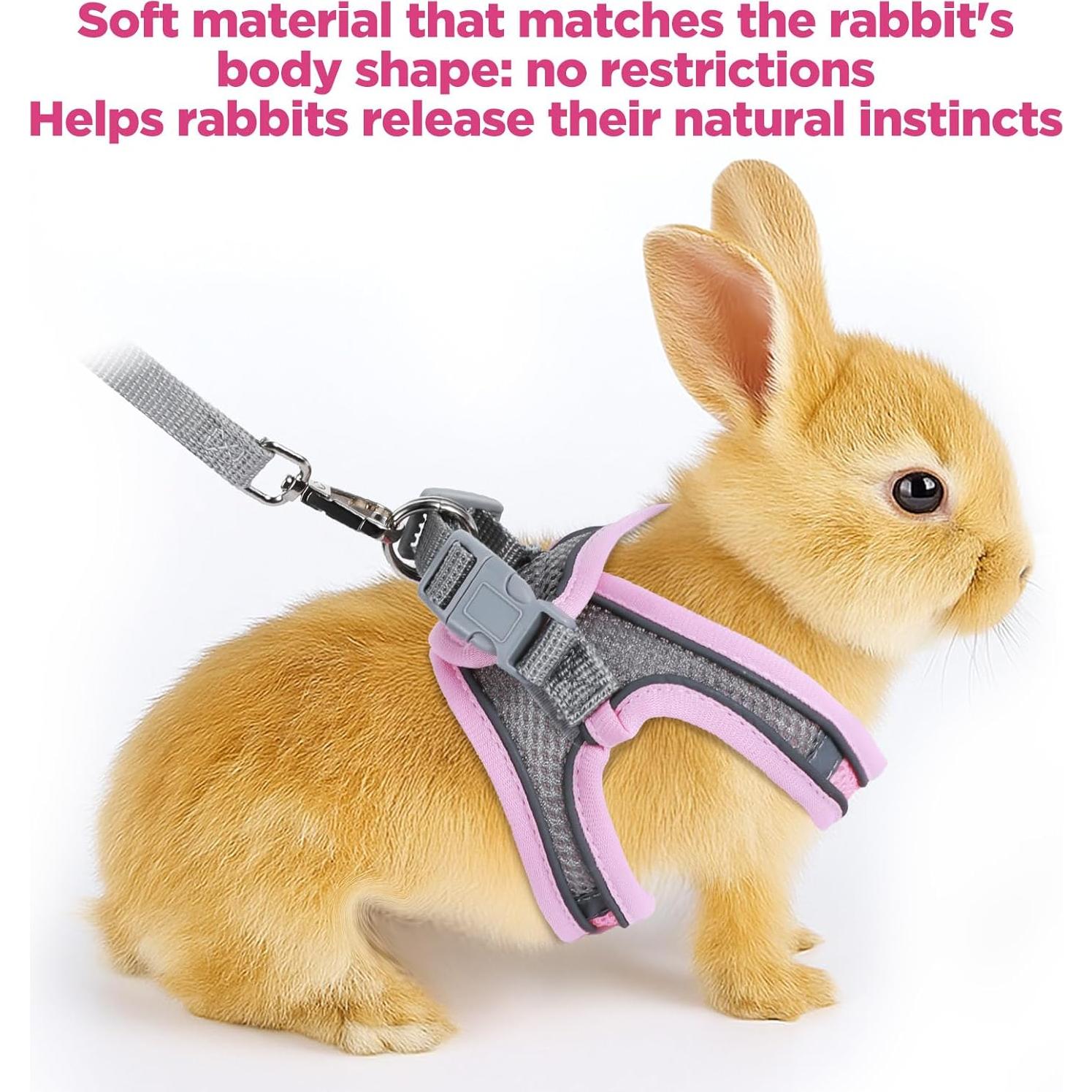 Arnés y Correa Ajustable Exclaith para Conejos y Gatos Rosa