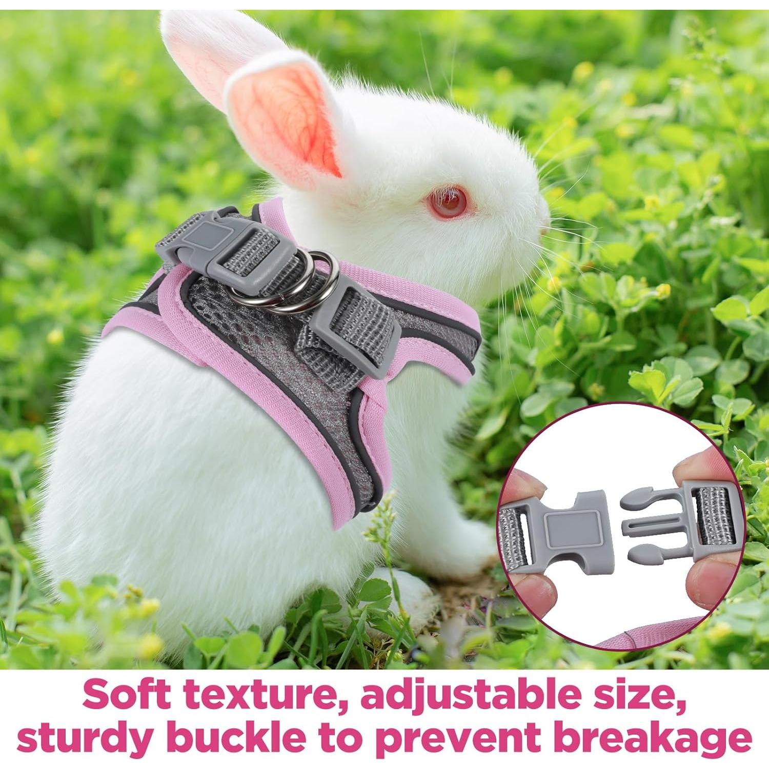 Arnés y Correa Ajustable Exclaith para Conejos y Gatos Rosa