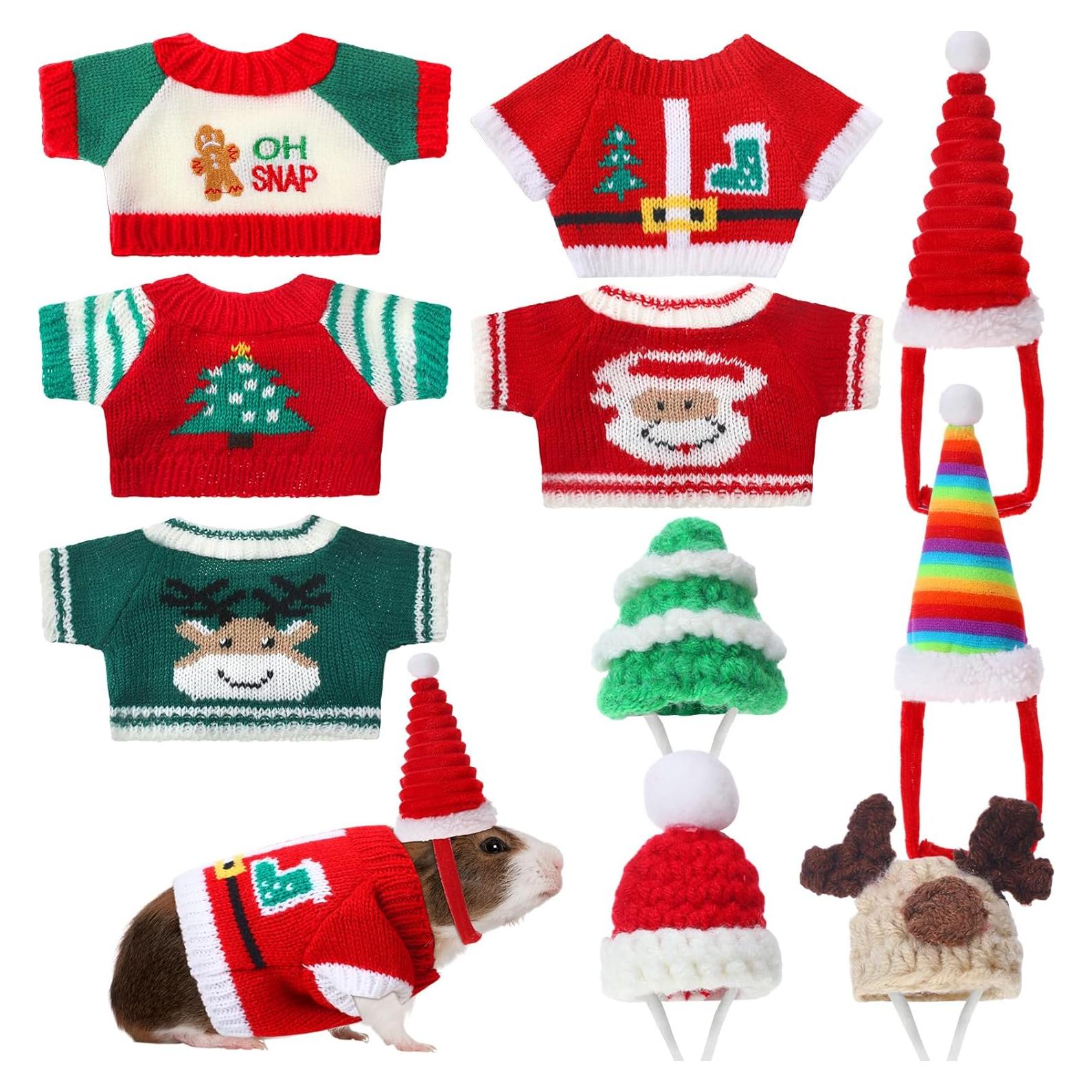 10 Piezas Ropa para Cobayas Clysee - 5 Chalecos y 5 Sombreros Mini