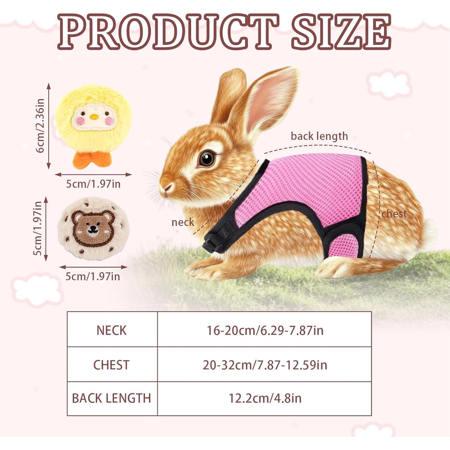 Juego de Arnés y Correa Ajustable para Conejos Xorim - Rosa/Azul