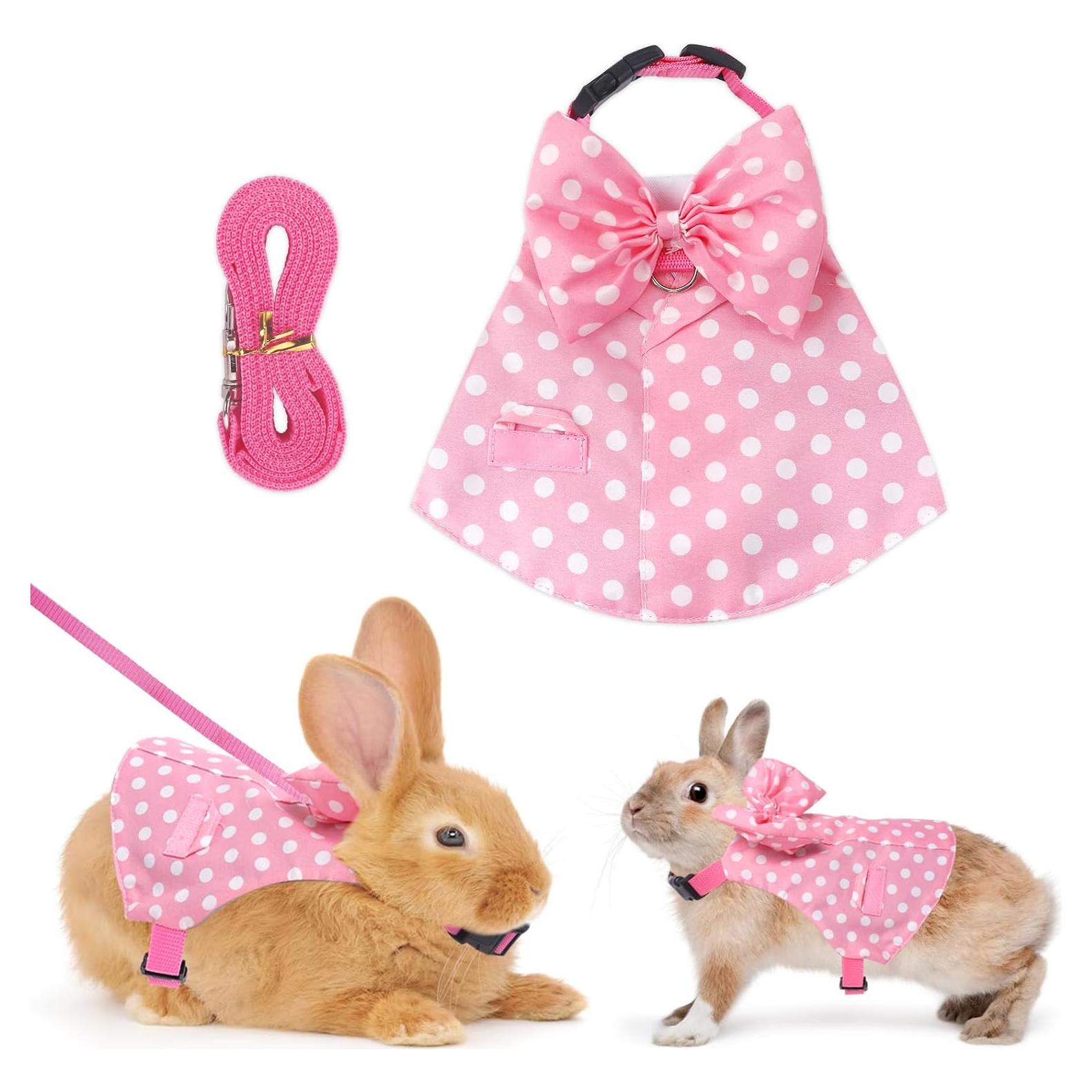 Conjunto Arnés y Correa para Conejos Habbiful Rosa S