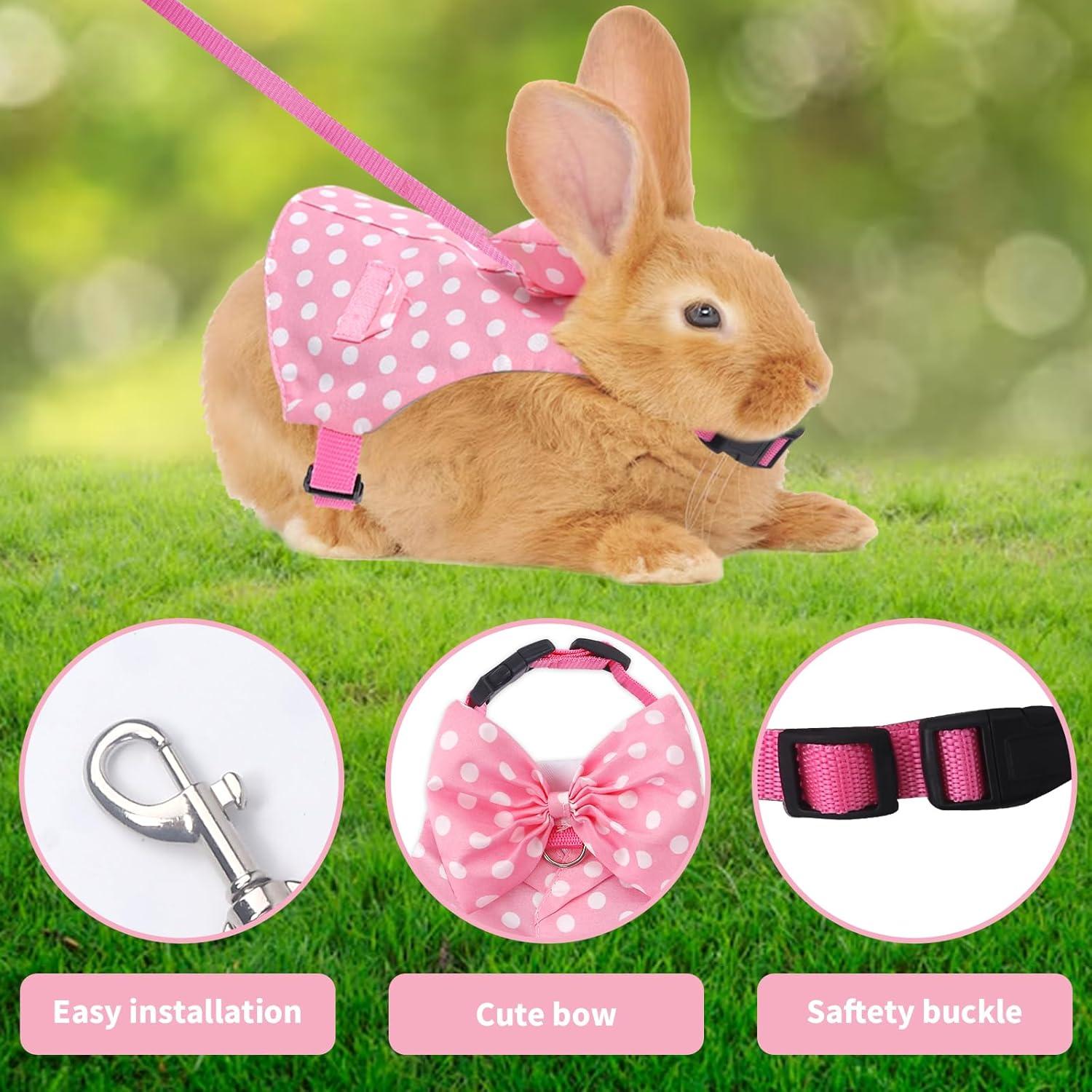 Conjunto Arnés y Correa para Conejos Habbiful Rosa S