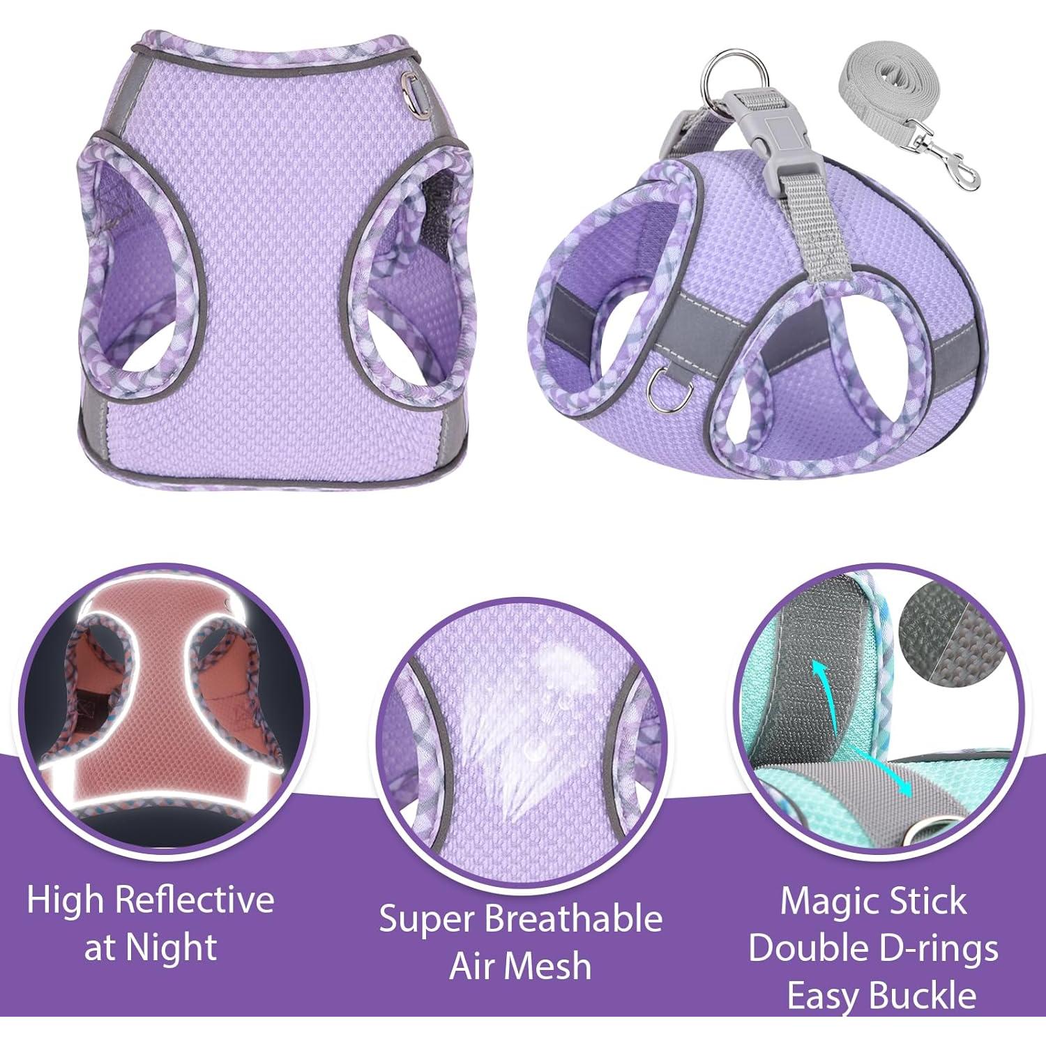 Arnés de Perro Sin Tirones PETPUBGNZS XXS Púrpura Malla Suave