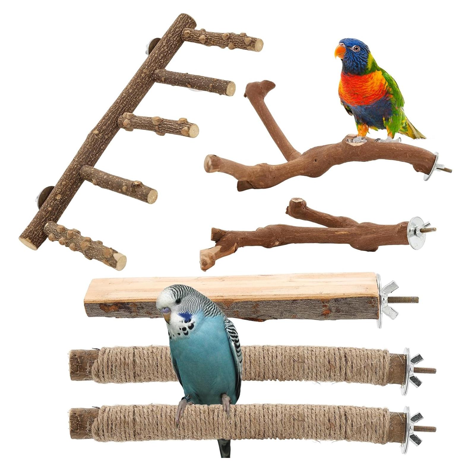 Escalera y Perchas para Aves Mzario - Madera Natural 31x10x13 cm