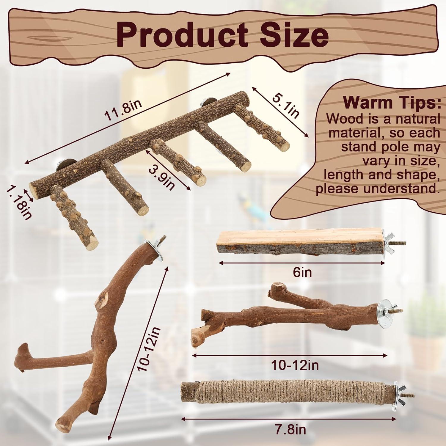 Escalera y Perchas para Aves Mzario - Madera Natural 31x10x13 cm