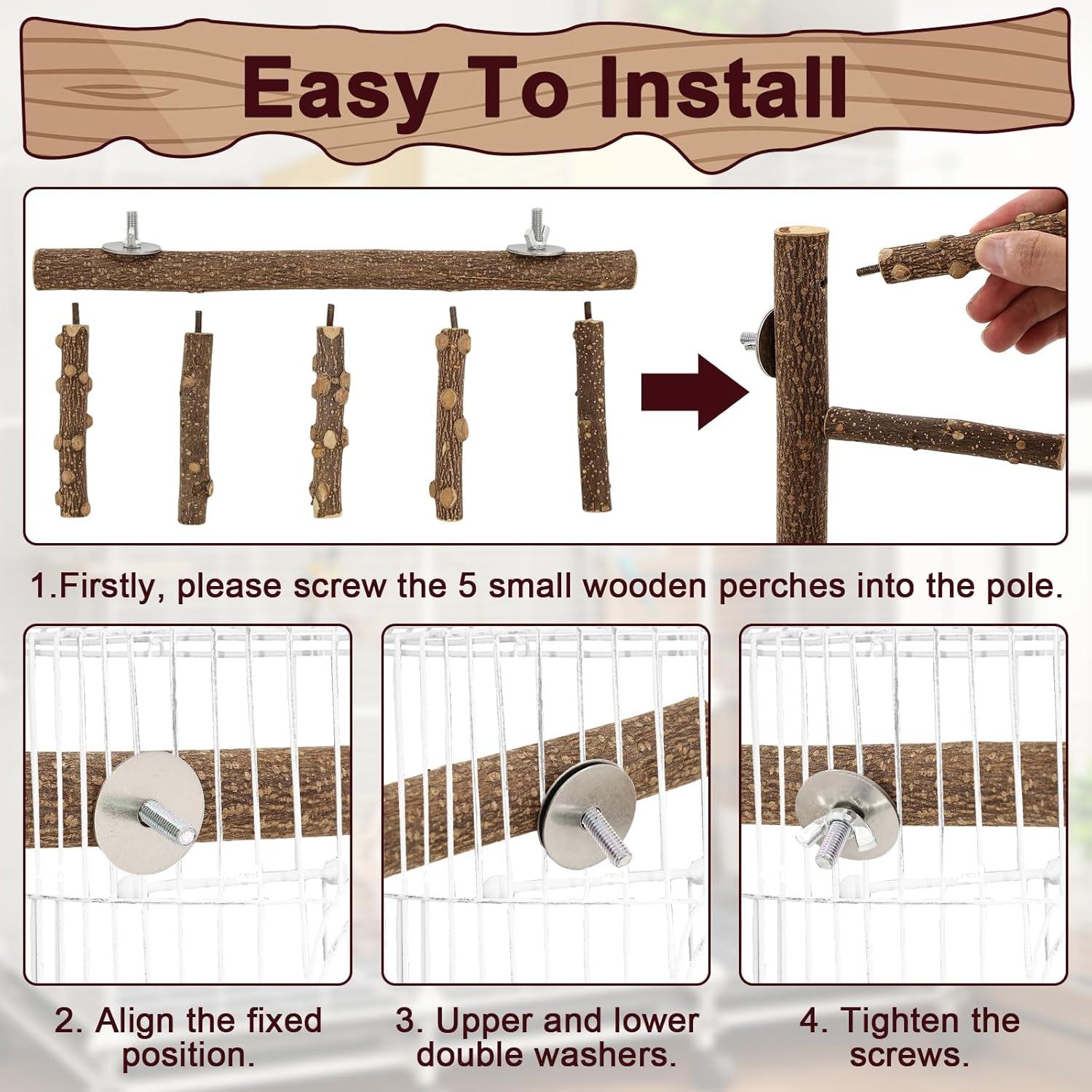 Escalera y Perchas para Aves Mzario - Madera Natural 31x10x13 cm