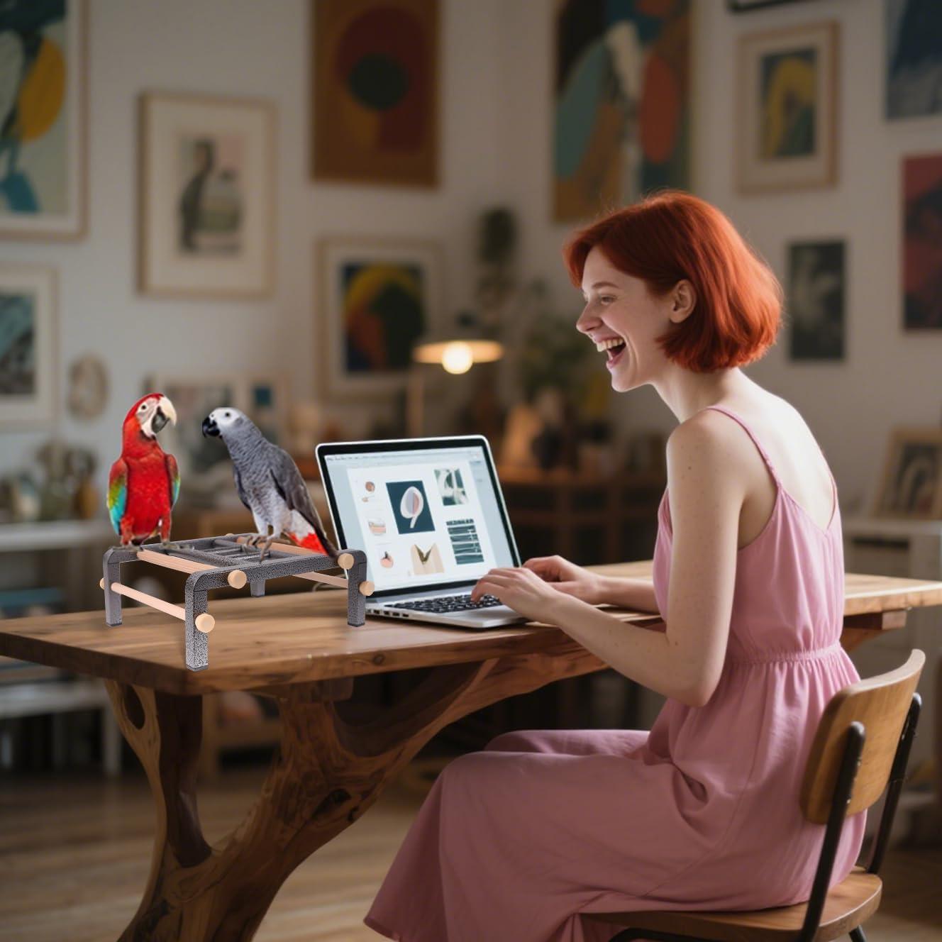Perch de Entrenamiento para Aves Grandes Halinfer - Escalera de Metal y Madera