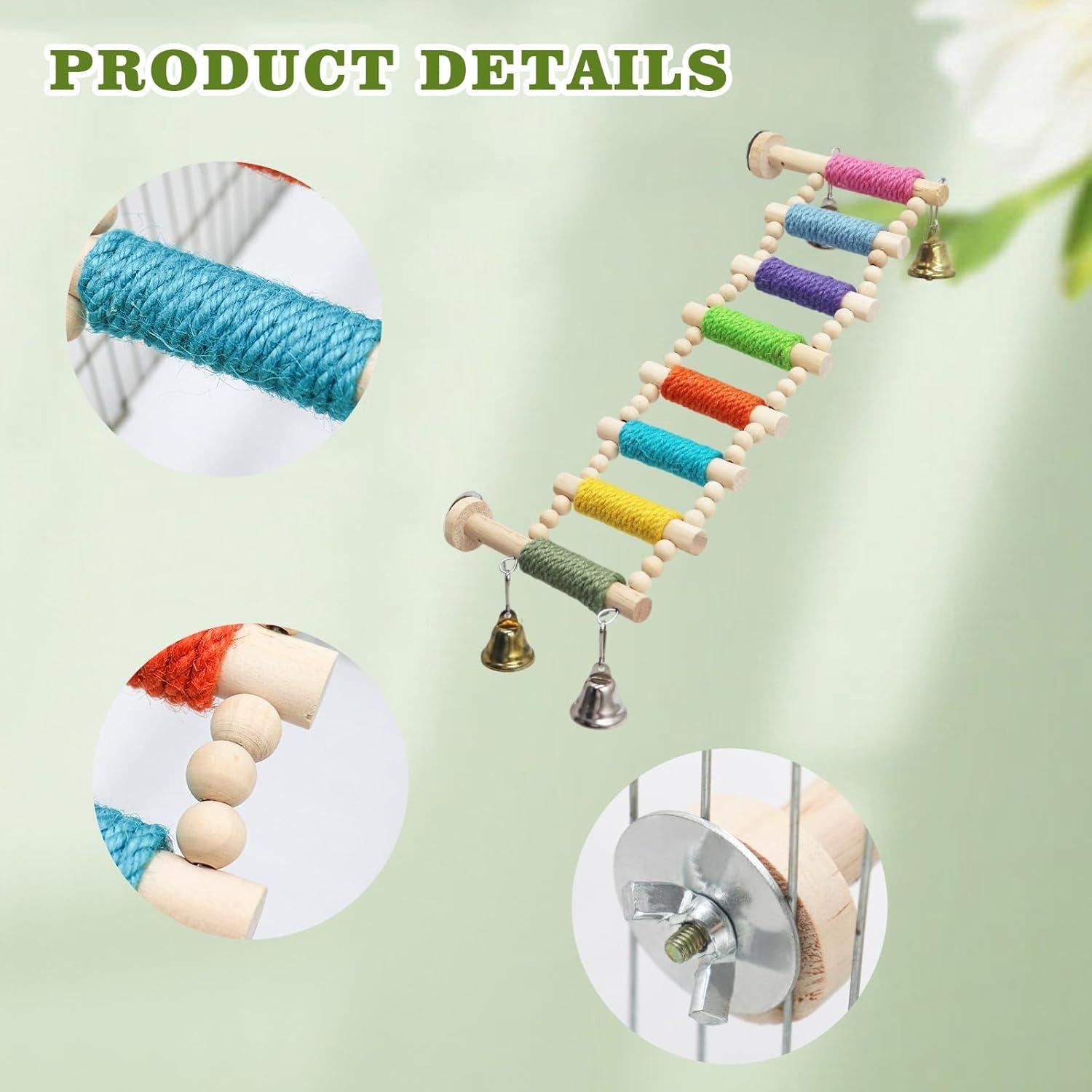 Puente de Madera para Aves MinrzPet 1x1cm Colorido