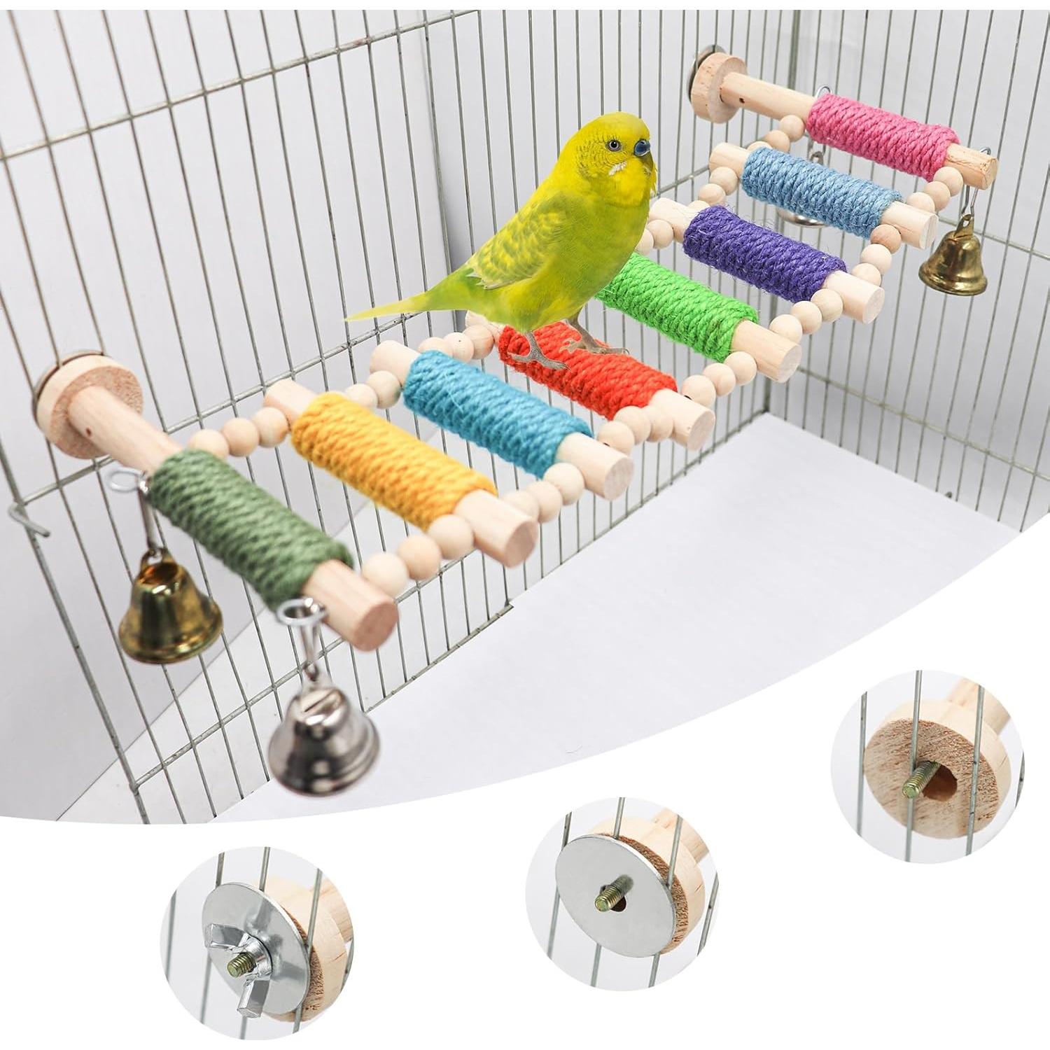 Puente de Madera para Aves MinrzPet 1x1cm Colorido