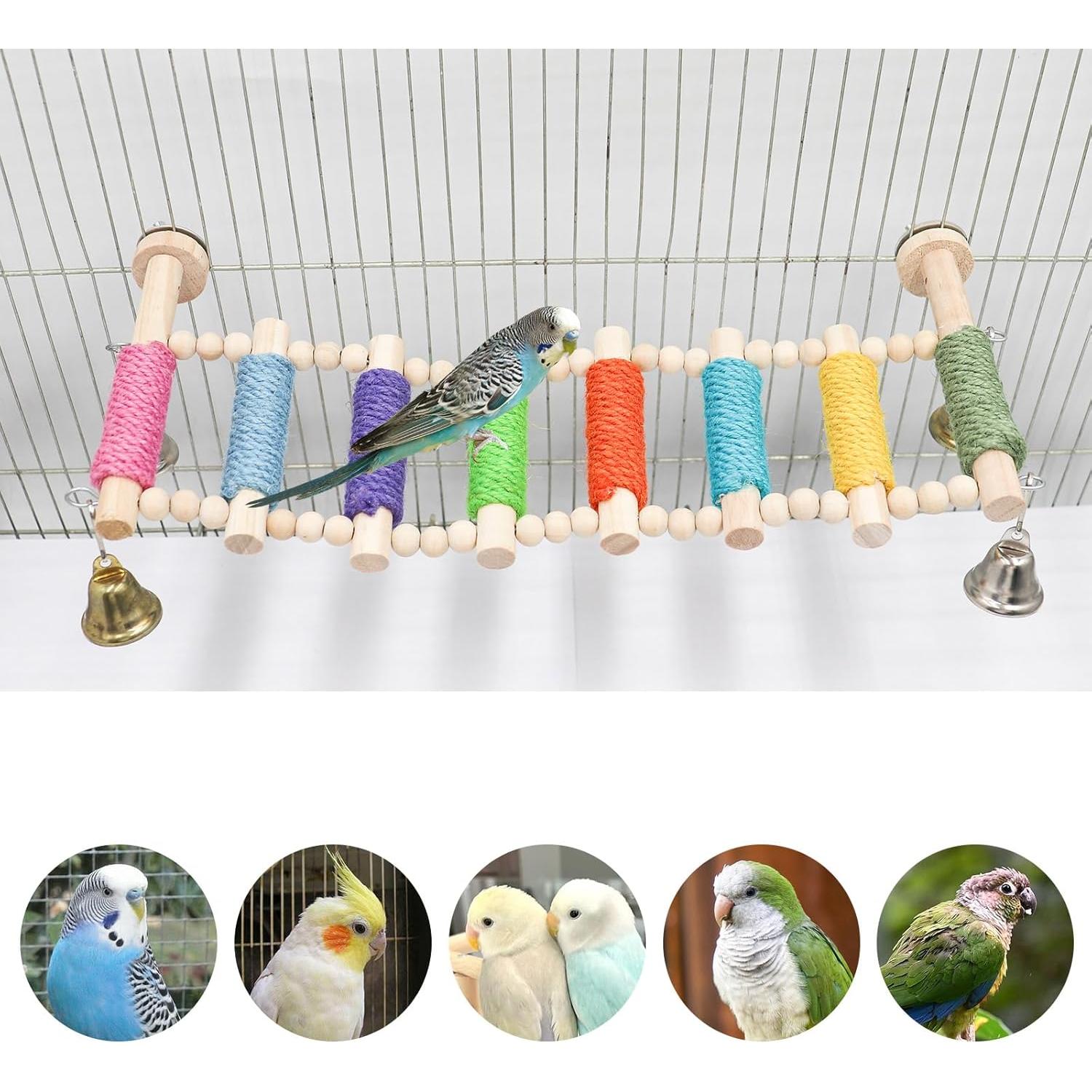 Puente de Madera para Aves MinrzPet 1x1cm Colorido