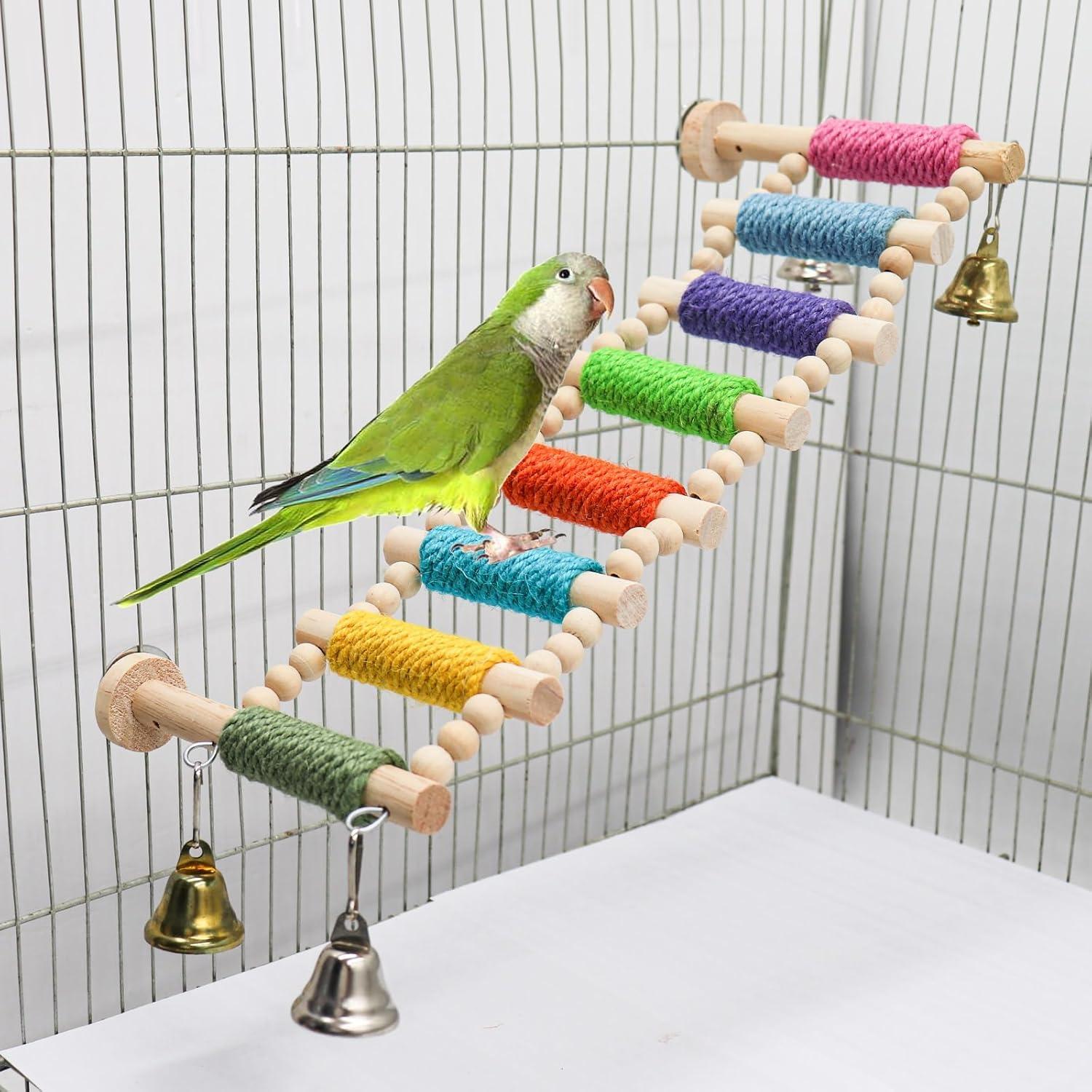 Puente de Madera para Aves MinrzPet 1x1cm Colorido