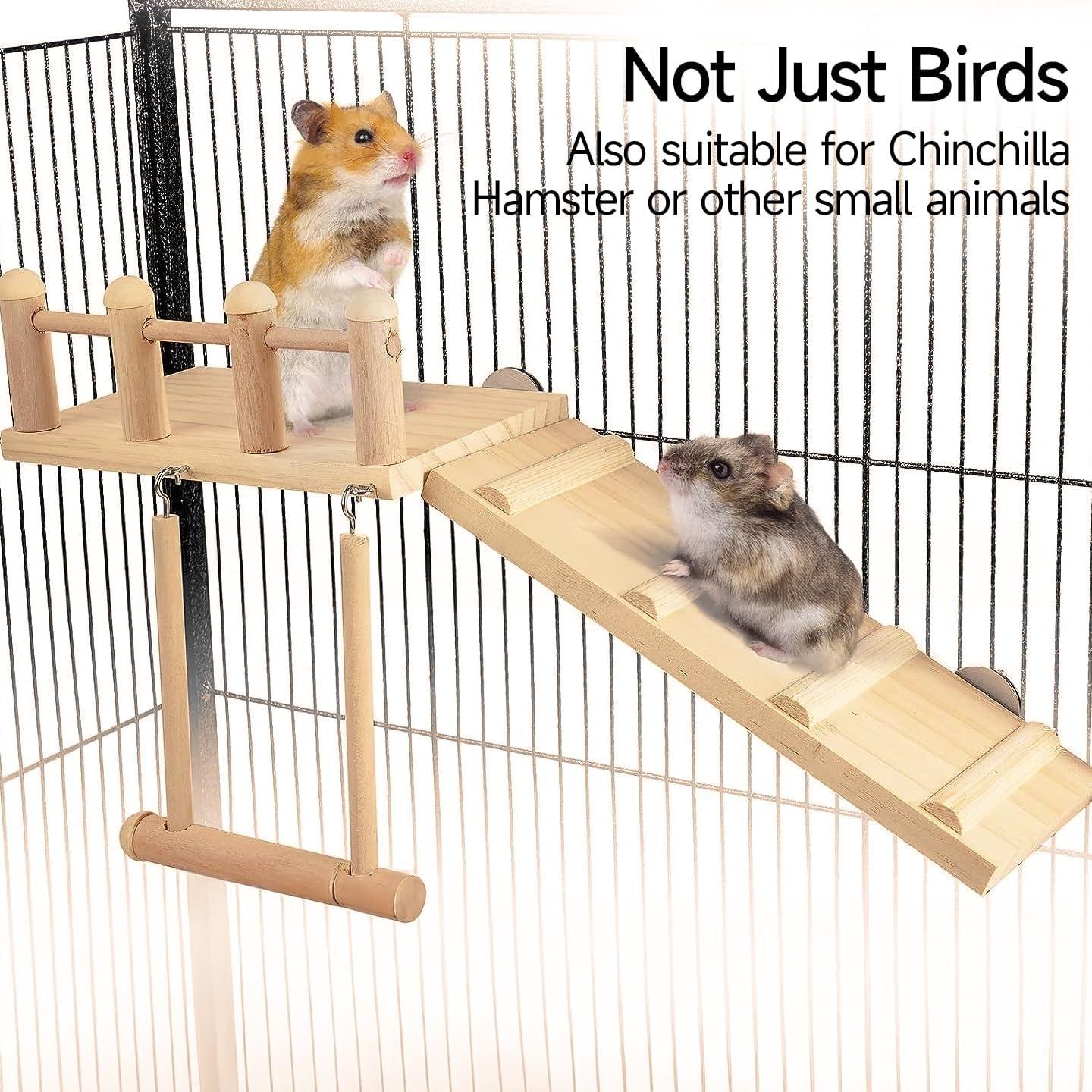 Plataforma de Hábito para Aves SMICEM con Columpio y Escalera