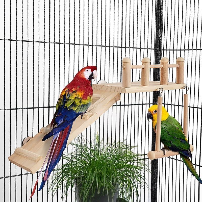 Plataforma de Hábito para Aves SMICEM con Columpio y Escalera