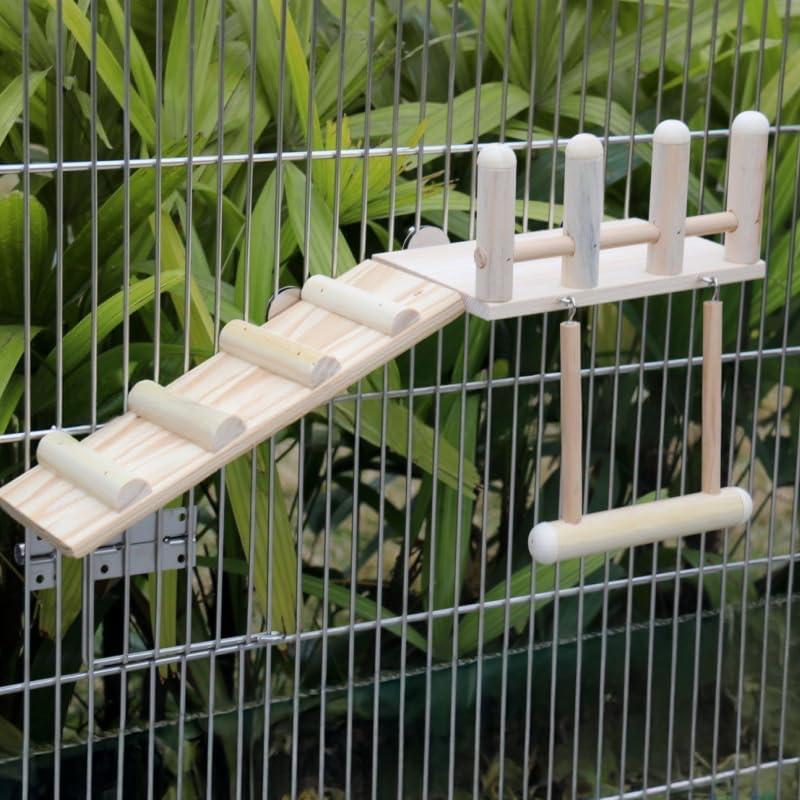 Plataforma de Hábito para Aves SMICEM con Columpio y Escalera