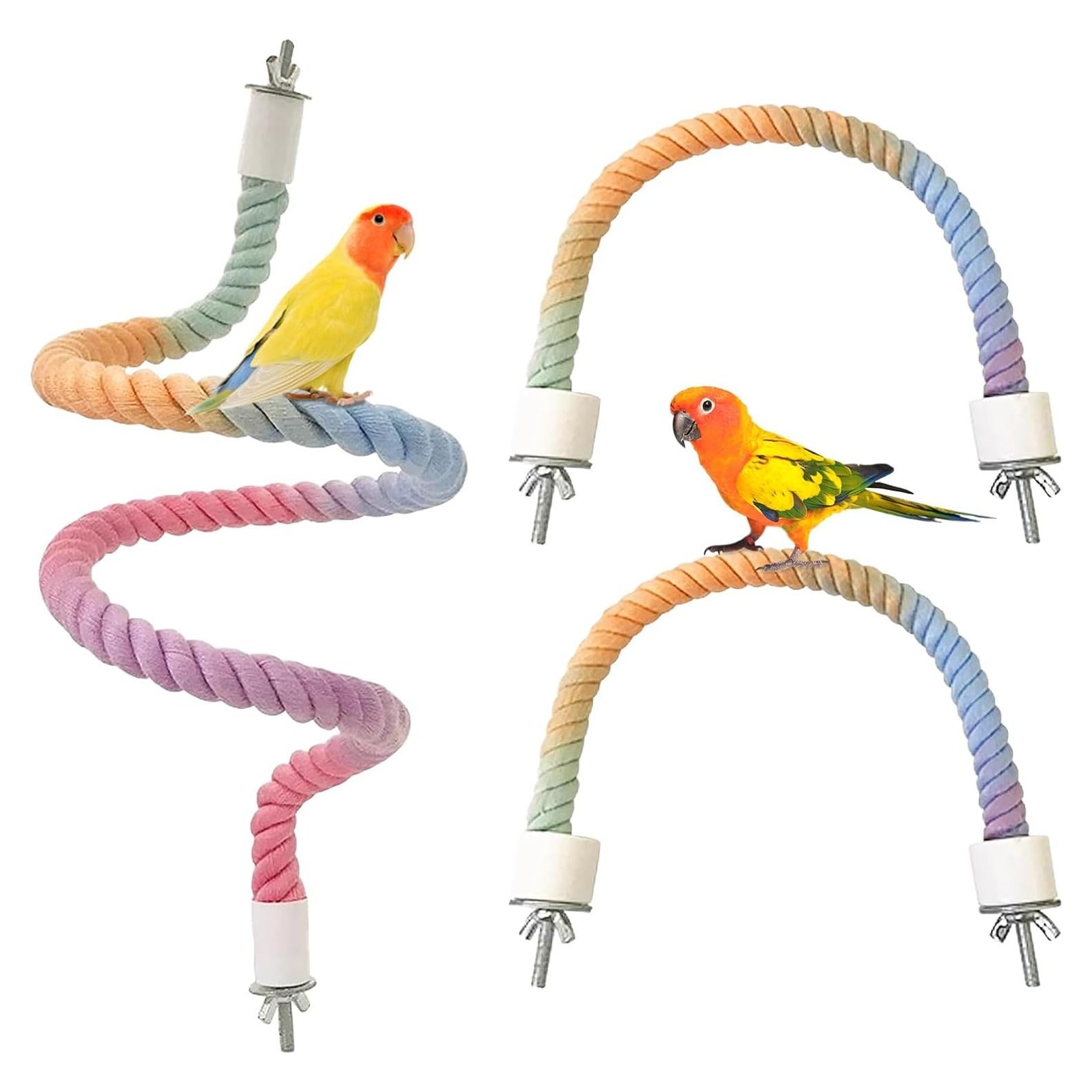 Perchas de Cuerda para Aves Wanheart 3 Pcs Coloridas 16x14.5 cm