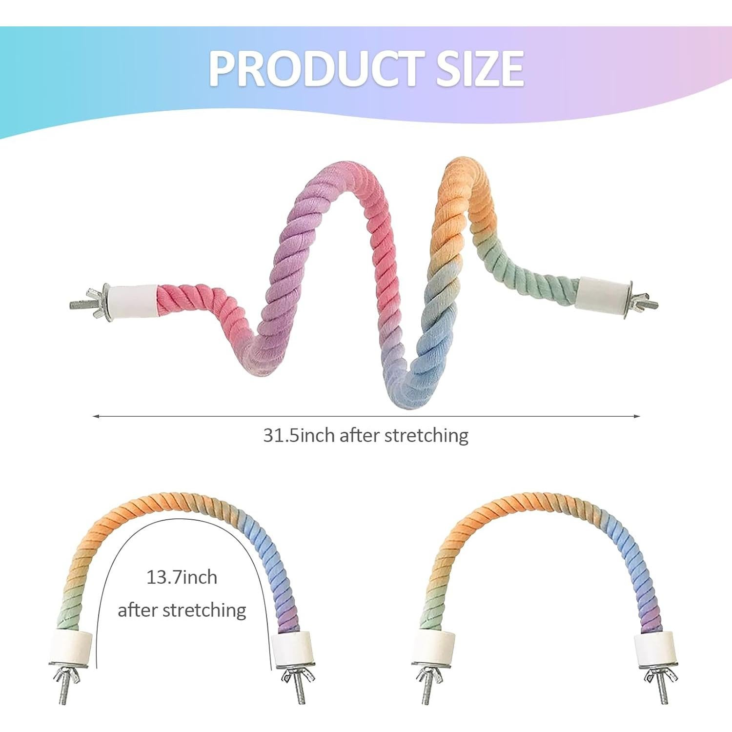 Perchas de Cuerda para Aves Wanheart 3 Pcs Coloridas 16x14.5 cm