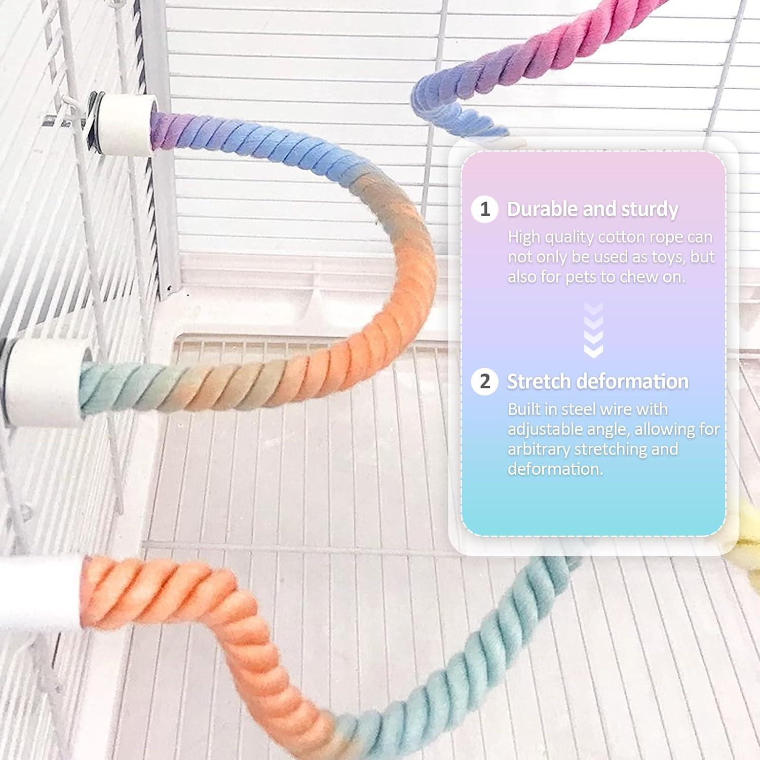 Perchas de Cuerda para Aves Wanheart 3 Pcs Coloridas 16x14.5 cm