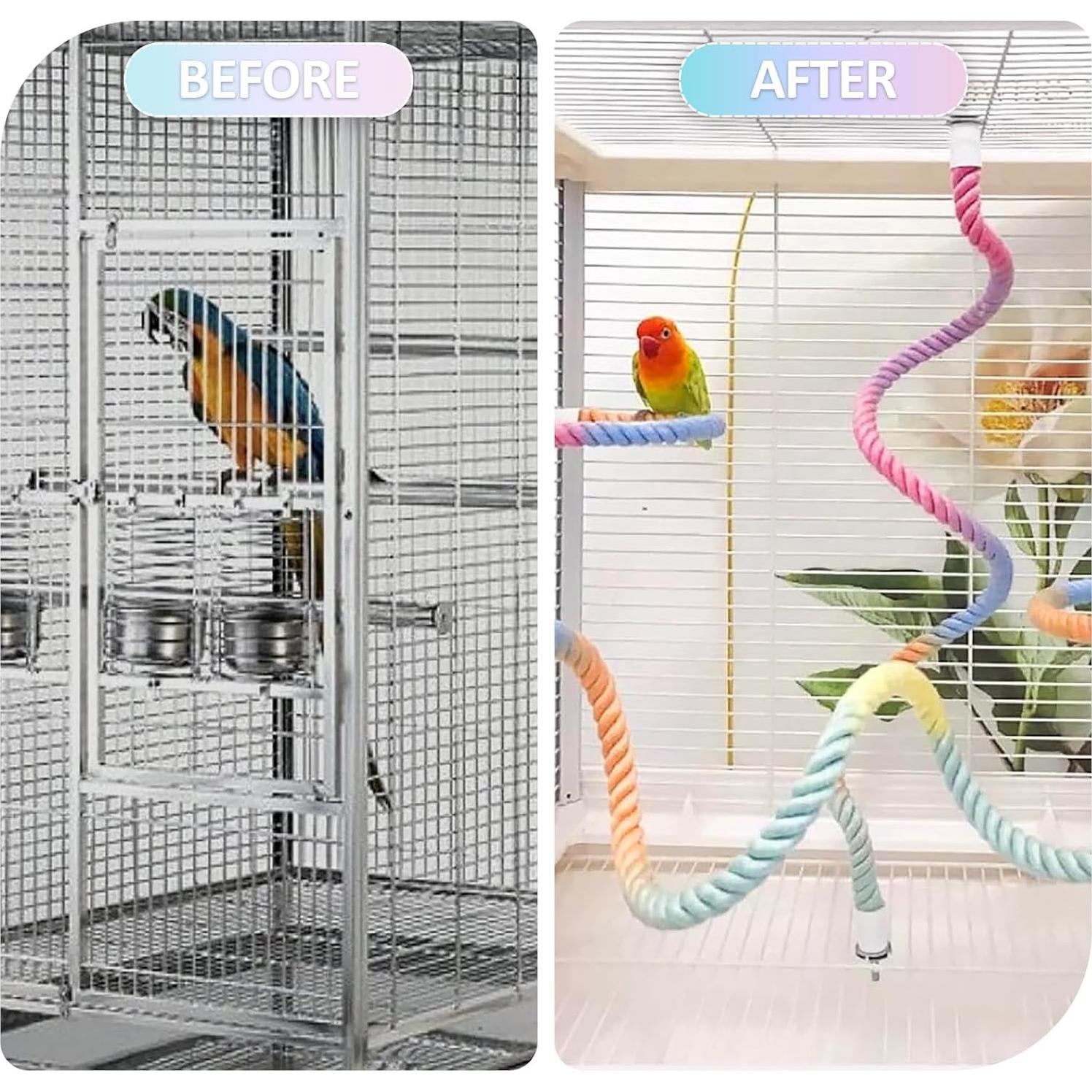 Perchas de Cuerda para Aves Wanheart 3 Pcs Coloridas 16x14.5 cm