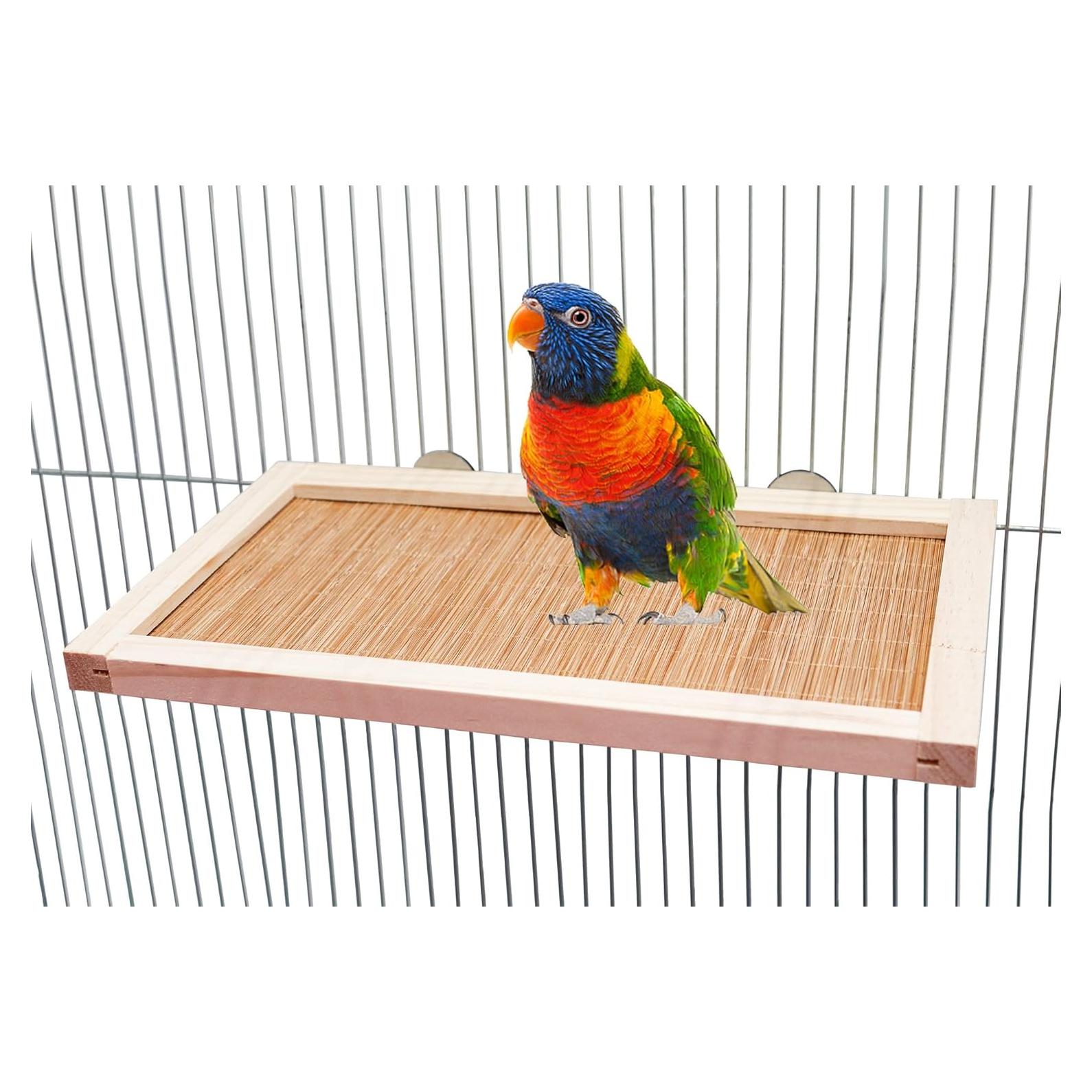 Plataforma de Percha para Aves Neeenn 30x18 cm Madera Natural