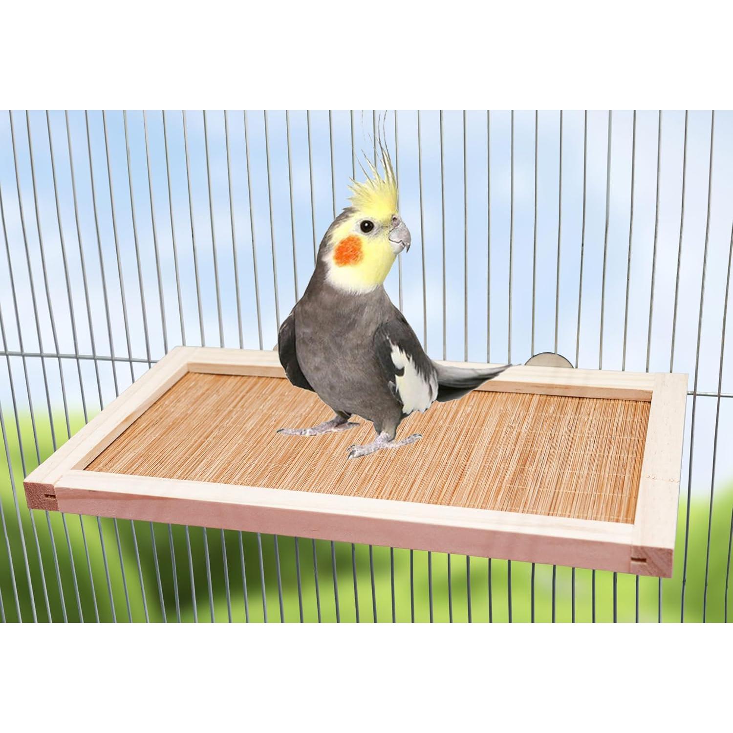 Plataforma de Percha para Aves Neeenn 30x18 cm Madera Natural