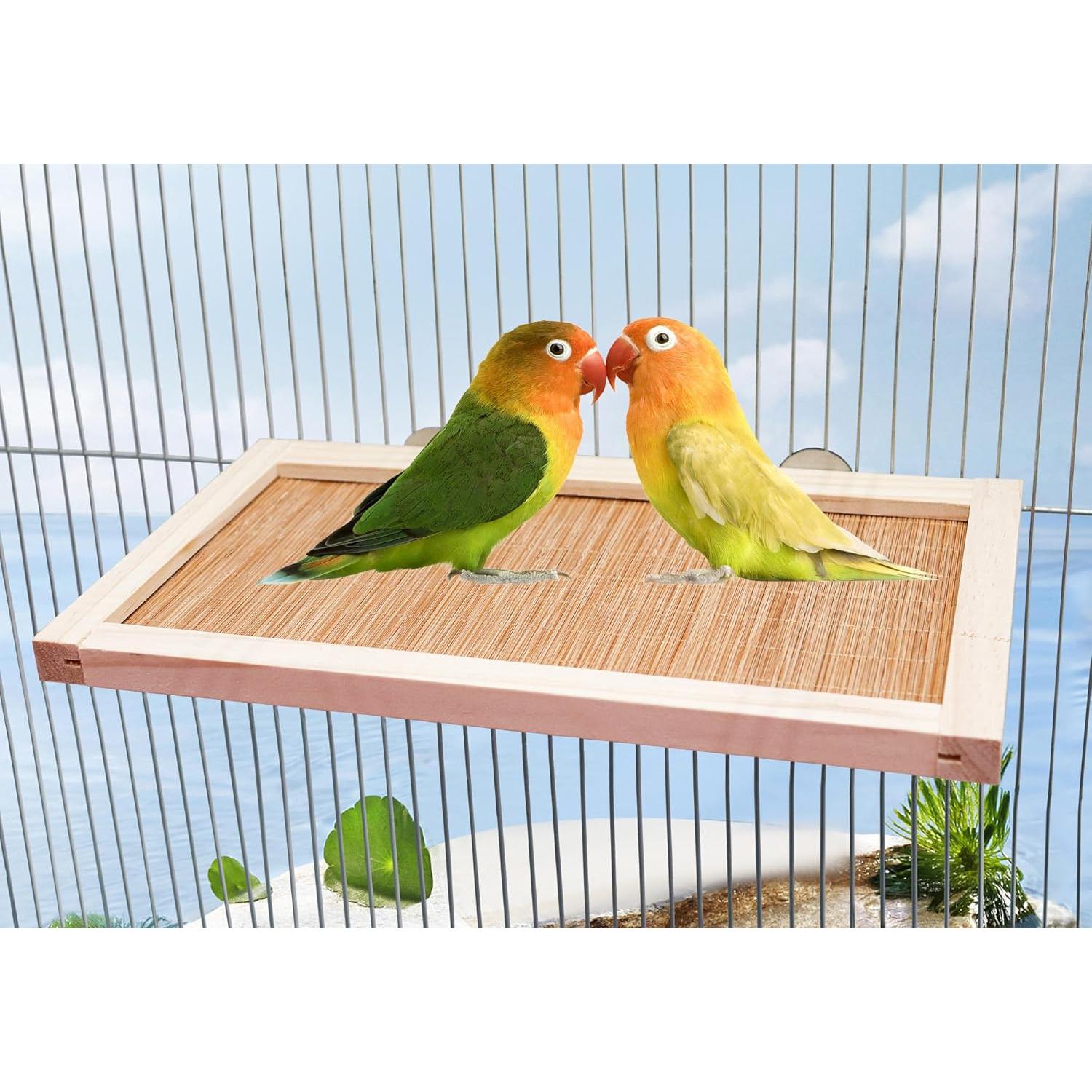 Plataforma de Percha para Aves Neeenn 30x18 cm Madera Natural
